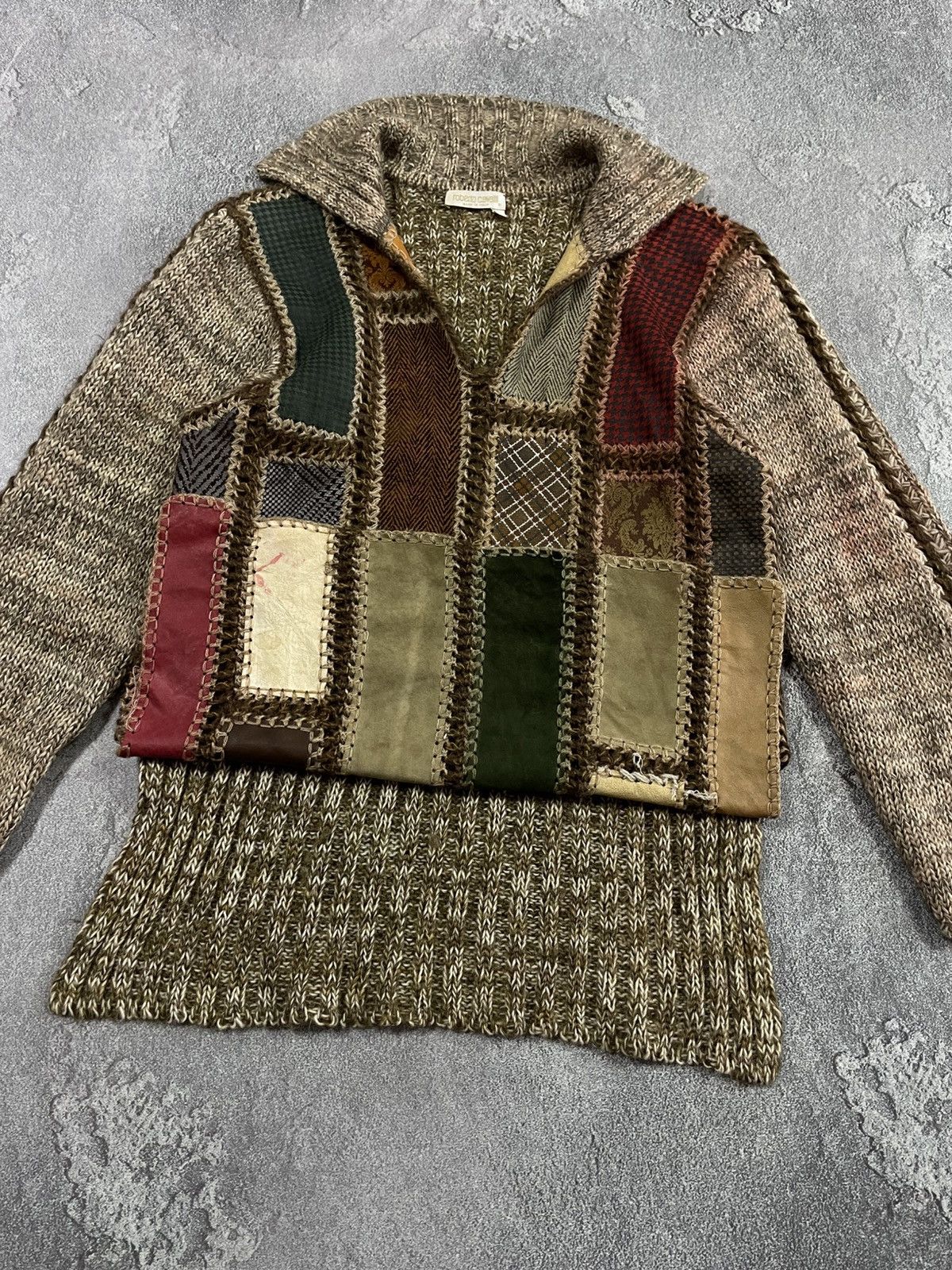 Roberto Cavalli Rare Roberto Cavalli Patchwork Leather Mohair Knit Sweater Size M / US 6-8 / IT 42-44 - 7 Thumbnail