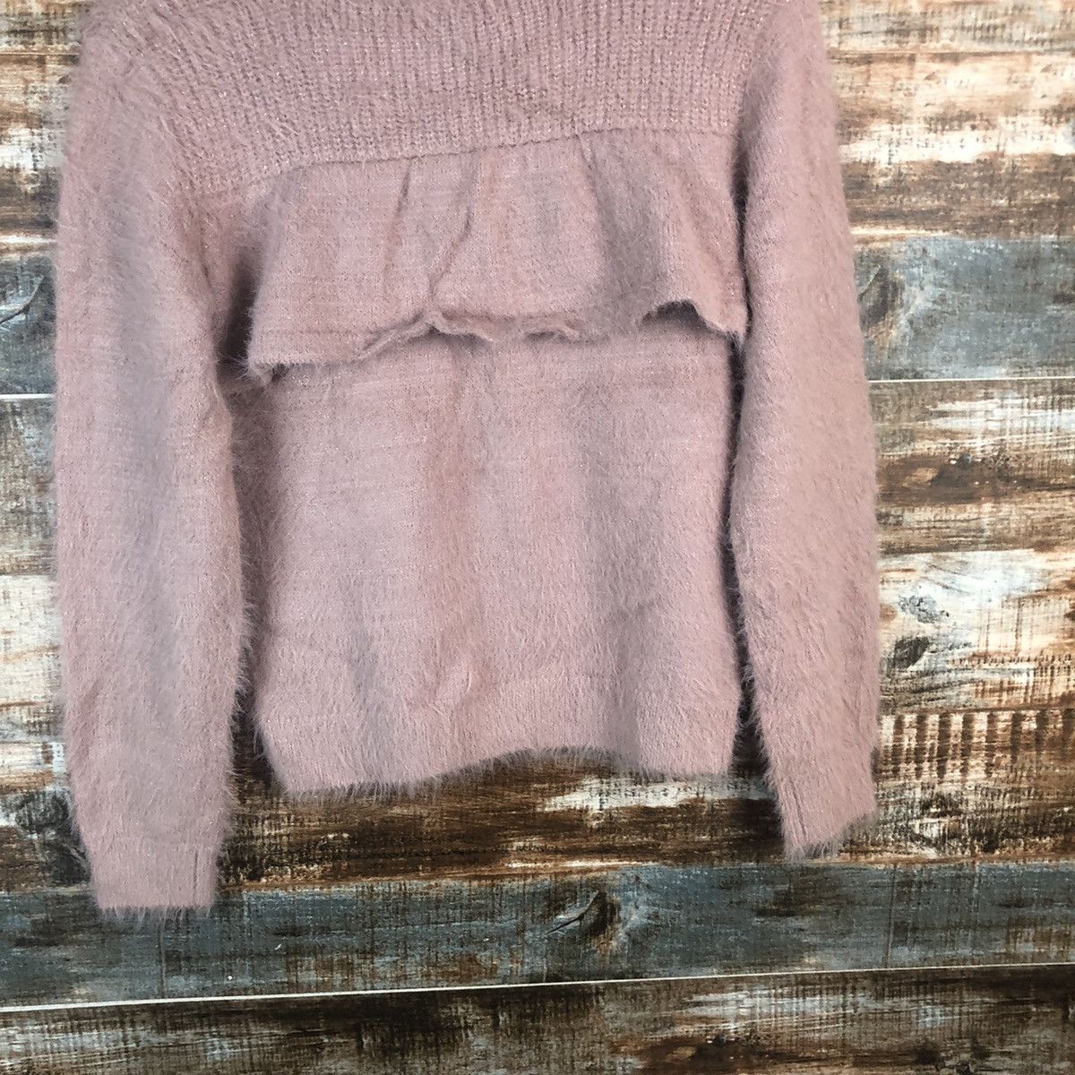 Homespun Knitwear × Japanese Brand DL Beams Heart Pink Mohair fur shaggy Knitwear #C320 Size XS / US 0-2 / IT 36-38 - 14 Thumbnail