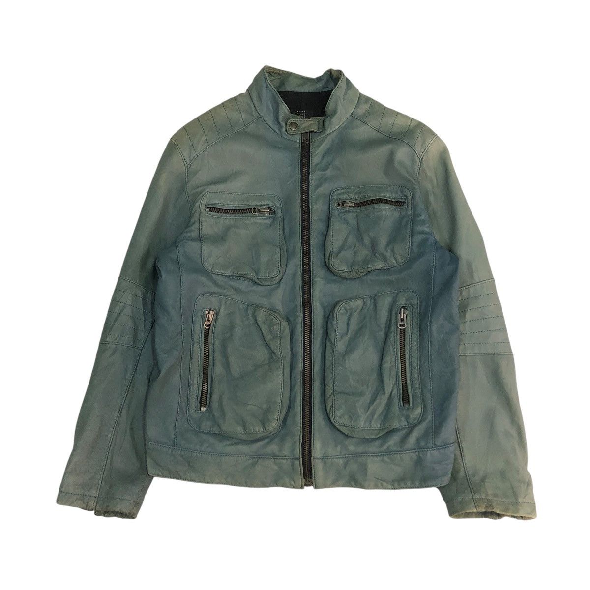 🔥VINTAGE CROPPED BIKER LEATHER JACKET G-STAGE ISSEY MIYAKE