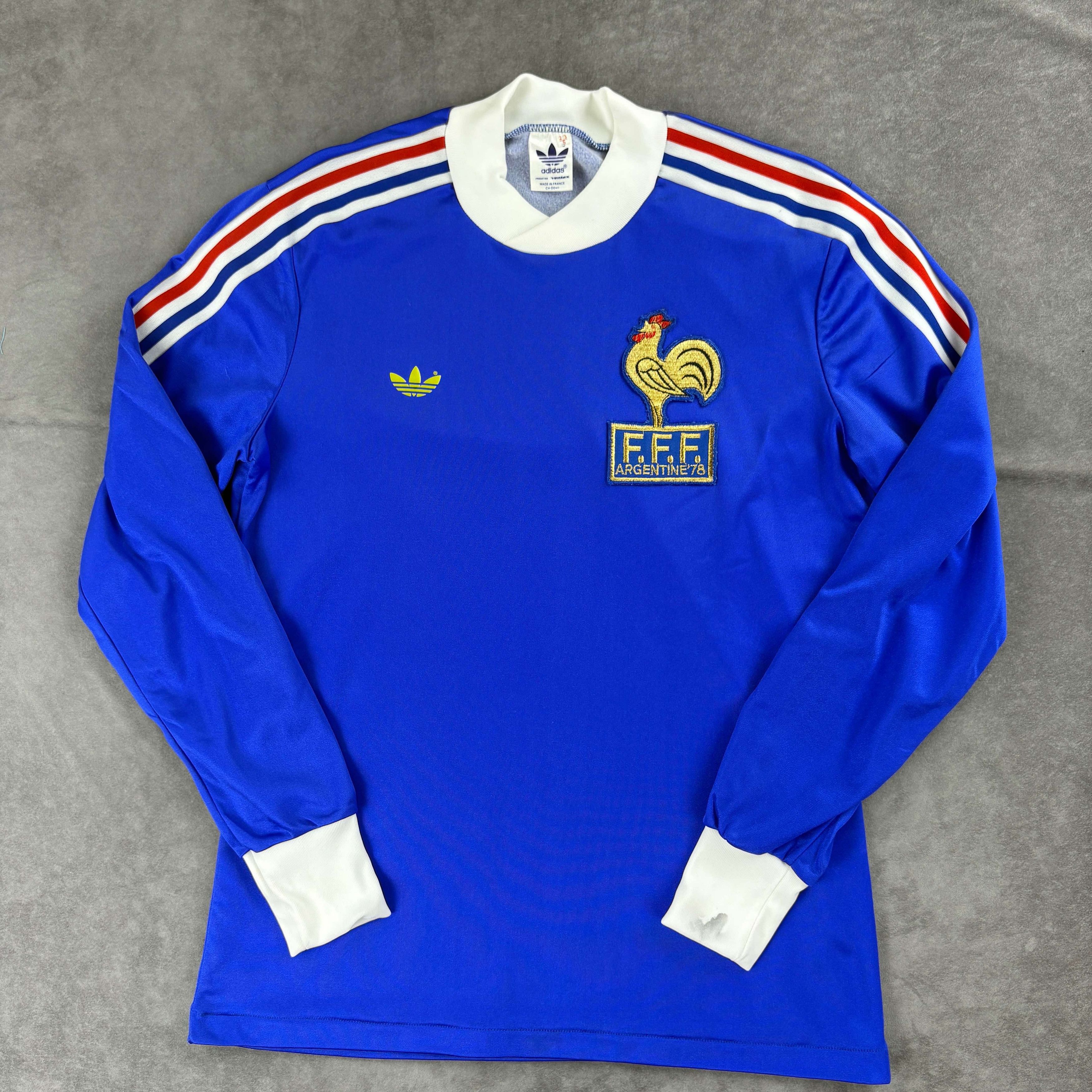 Adidas France 1978-80 Adidas home long sleeve football jersey sz S Size US S / EU 44-46 / 1 - 1 Thumbnail
