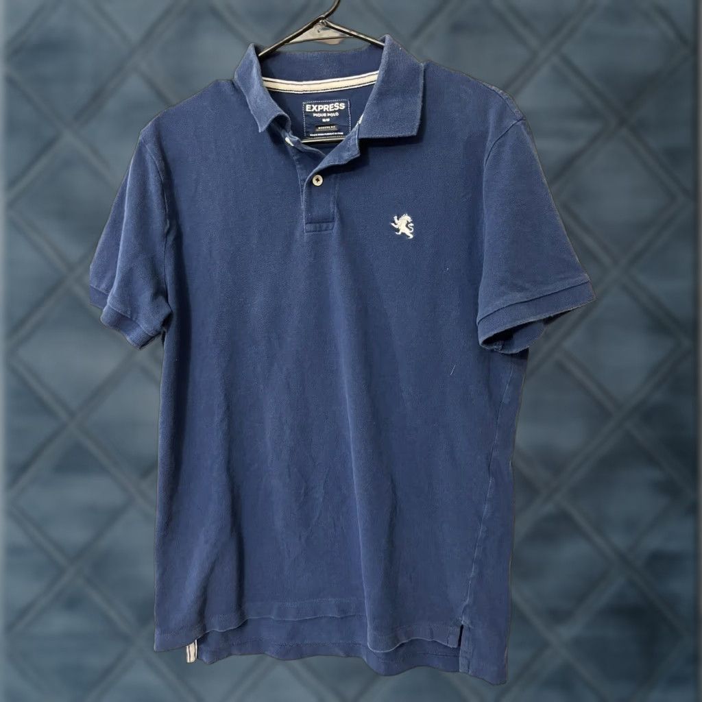 Express Express Shirt Mens M Blue Polo Short Sleeve Pique Polo Fit Logo Modern Fit Size US M / EU 48-50 / 2 - 1 Thumbnail