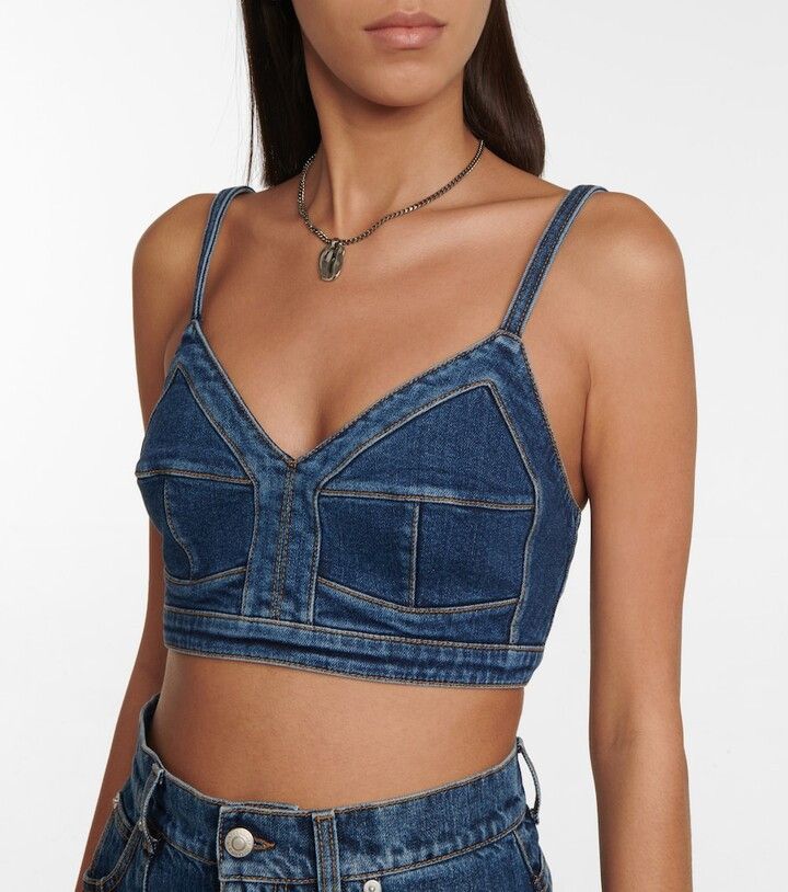 Alexander McQueen o1y0325 Bustier Top in Blue Size M / US 6-8 / IT 42-44 - 2 Thumbnail