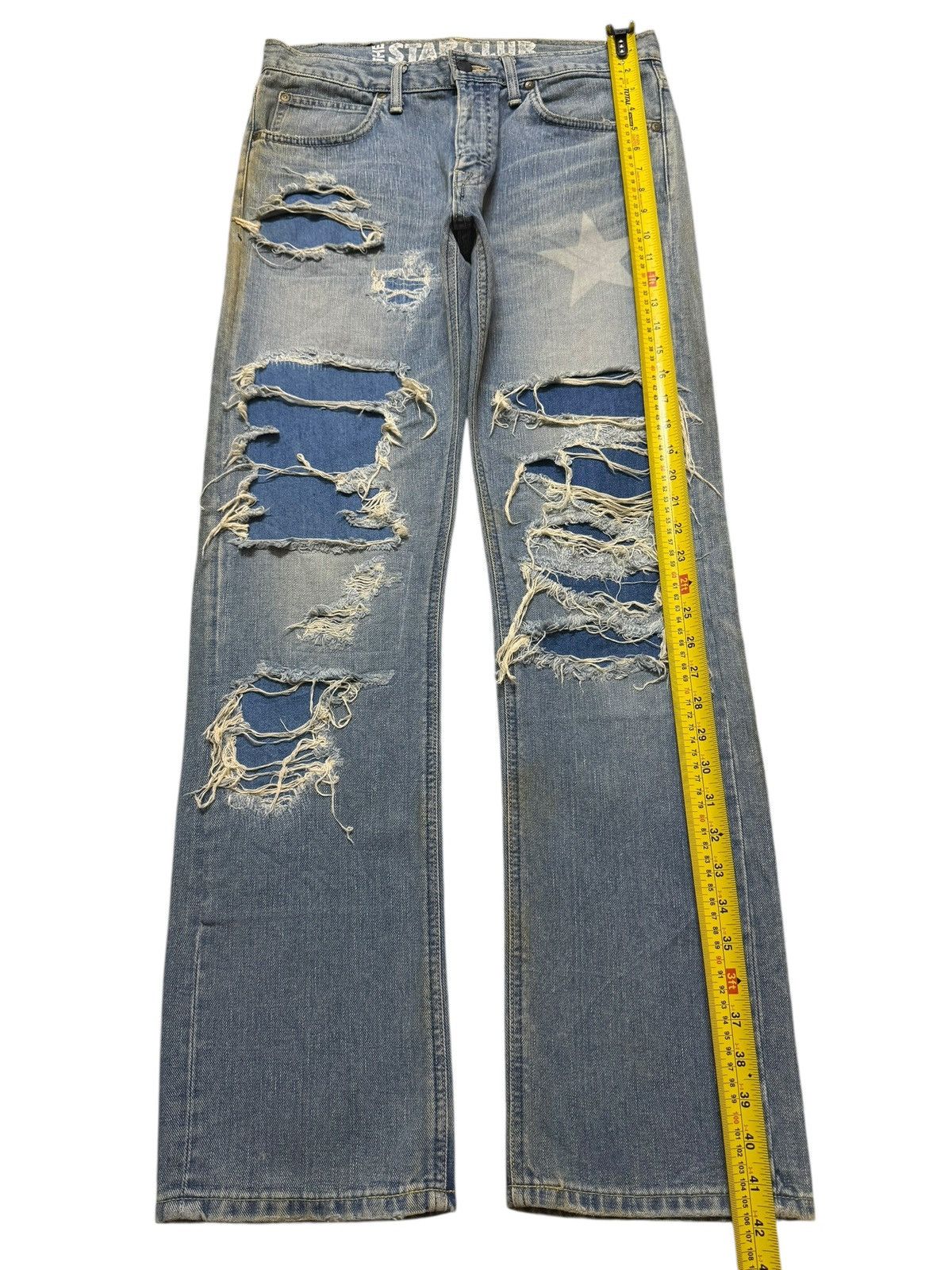 Lee Vintage 90s Lee Star Club Heavy Distressed Grunge Skull Logo Size US 31 - 10 Thumbnail
