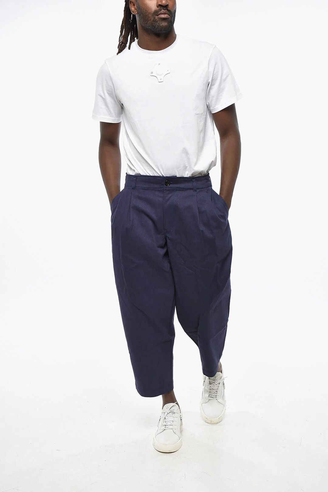 Comme des Garcons og1mm0426Solid-Colour Double-Pleat Pant in Blue Size US 32 / EU 48 - 4 Thumbnail