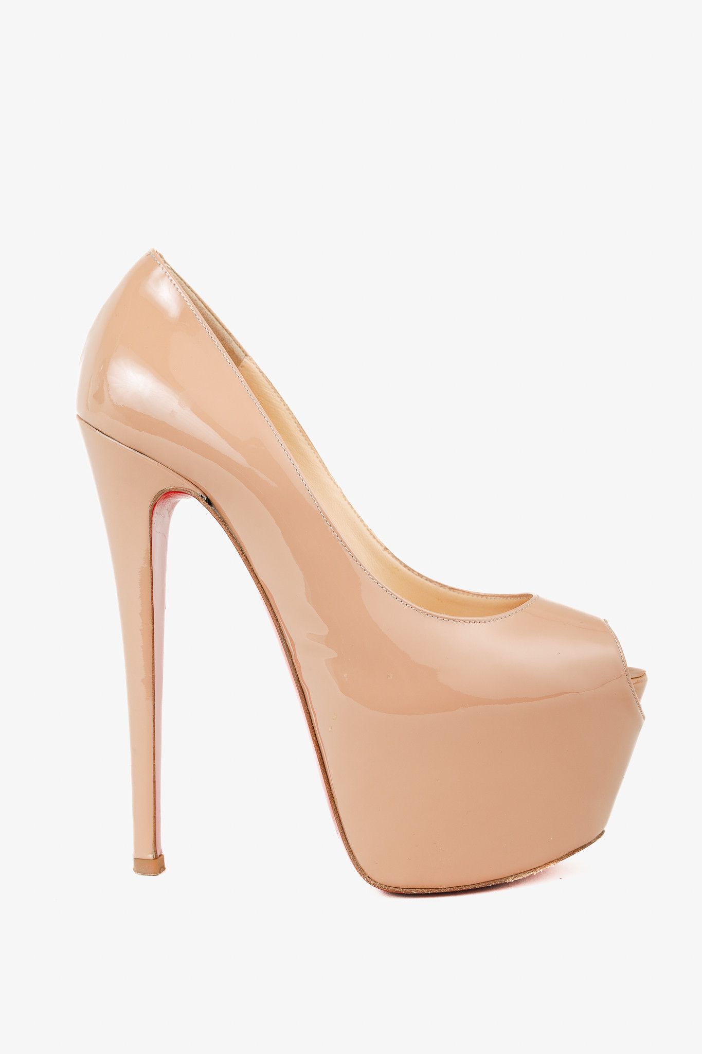 Christian Louboutin Christian Louboutin Patent Daffodile Peep Toe 160 Pumps Size US 5.5 / IT 35.5 - 1 Thumbnail