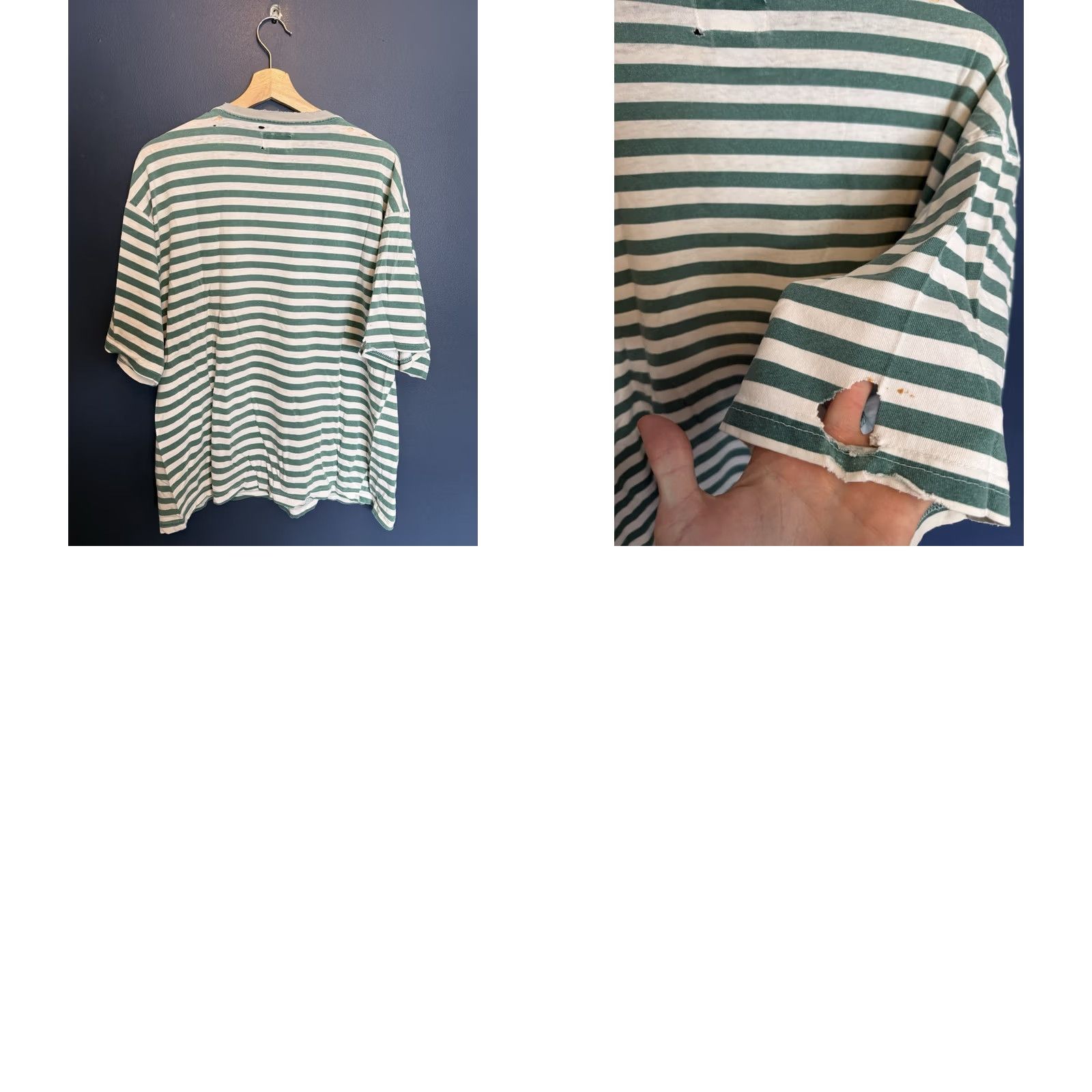 Pepe Jeans VINTAGE Pepe Jeans T-Shirt Shirt Large Men Green 90s Cotton Distressed Stipe 6/10 Sz Large Women? Size US L / EU 52-54 / 3 - 8 Thumbnail