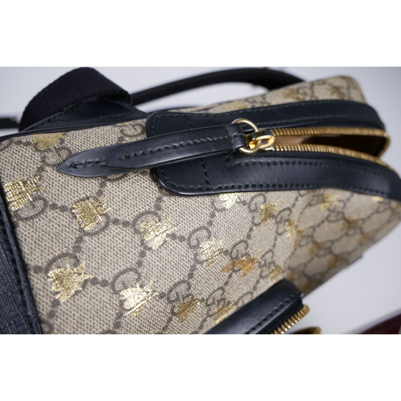 Gucci Gucci Beige GG Supreme Canvas Leather Bees Backpack Size ONE SIZE - 9 Thumbnail