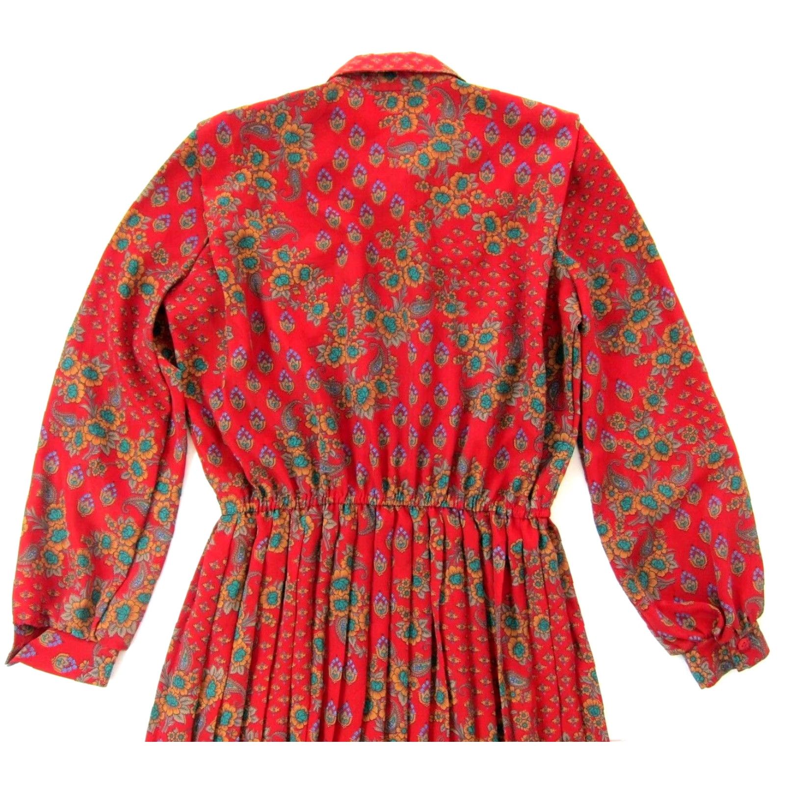 Vintage VINTAGE Lady Carol Shirt Dress S-M Women Floral Collared Long Sleeve Red Brown Green Outfit Size S / US 4 / IT 40 - 5 Thumbnail