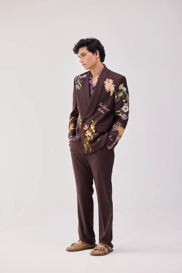 Other Men 2PC Customized floral embroidery western cocktail outfit Size 46R - 2 Thumbnail