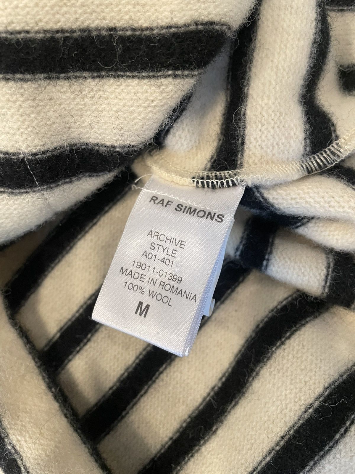 Raf Simons RAF SIMONS SS02 POEM PATCH STRIPED SWEATER Size US M / EU 48-50 / 2 - 7 Thumbnail