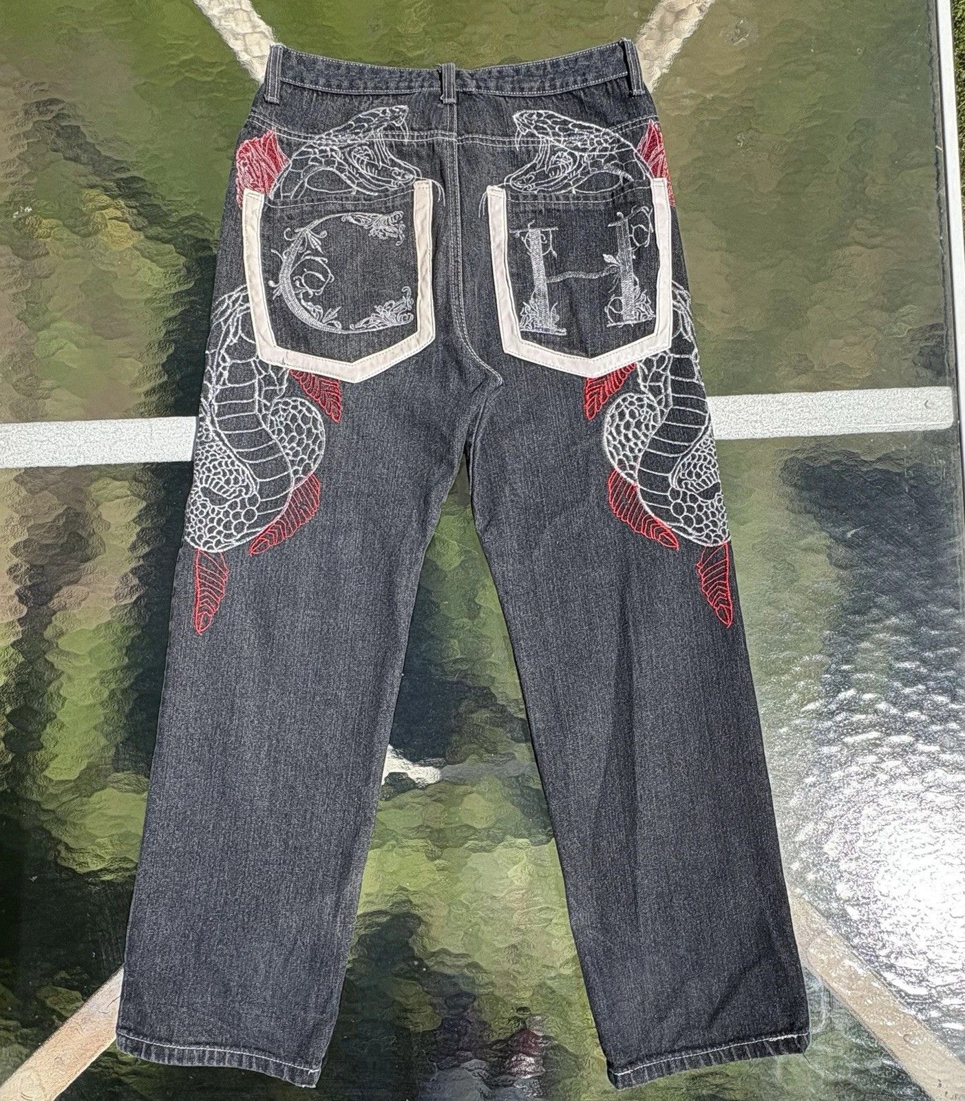 Other Y2K Crown Holders Archival Grunge All Over Embroidery Denim Size US 34 / EU 50 - 2 Thumbnail