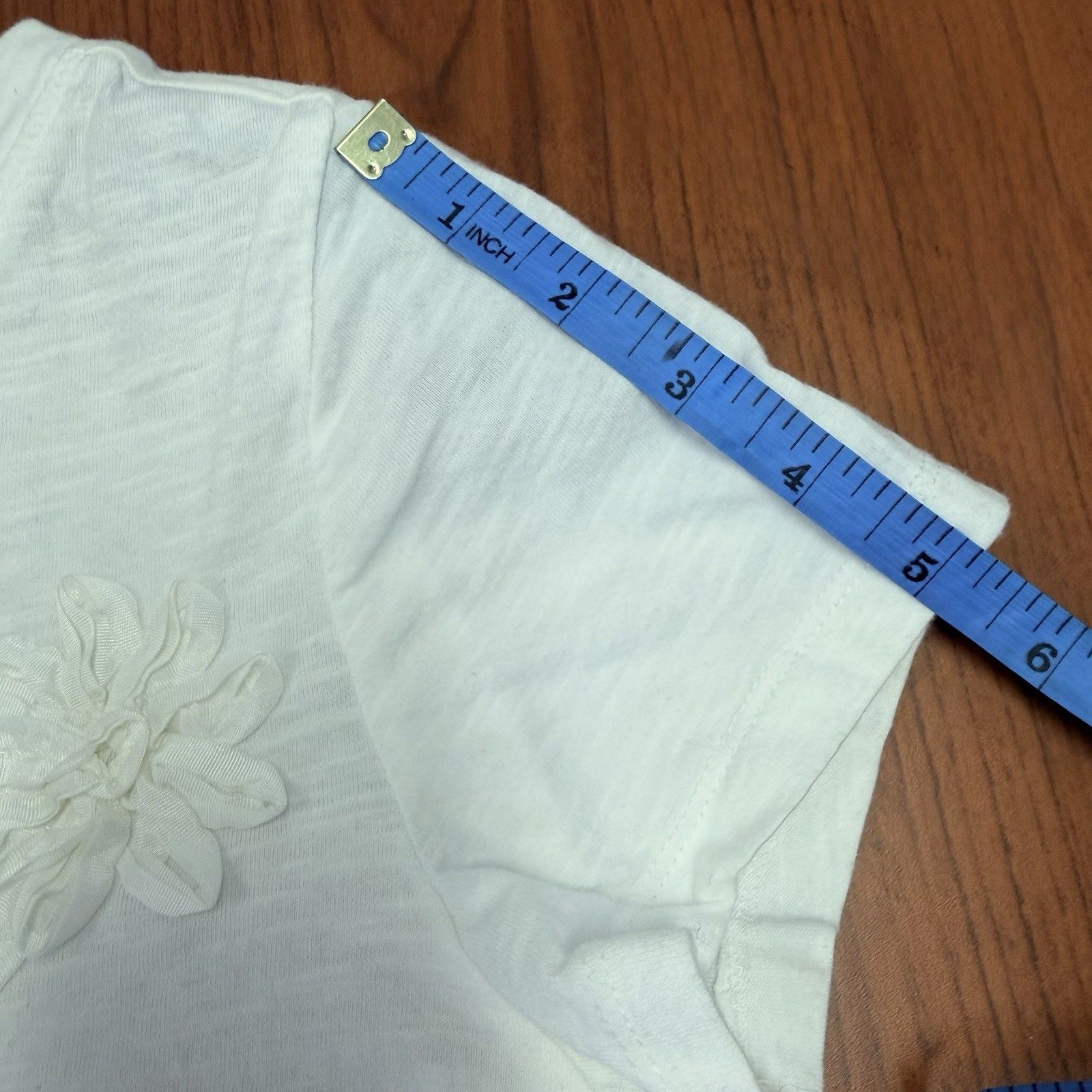 Other Po Pori White 3D Floral Appliqué Tee Boho Cotton Top S Size S / US 4 / IT 40 - 14 Thumbnail