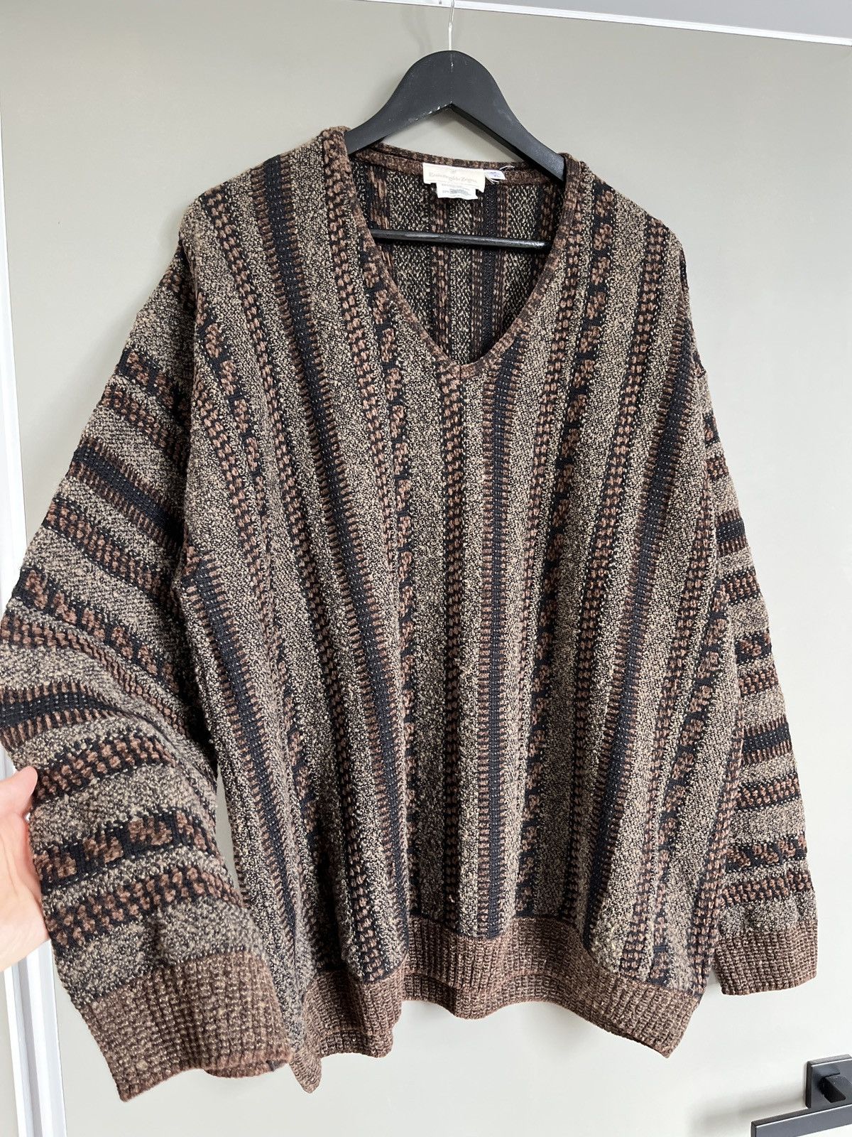 Ermenegildo Zegna Ermenegildo Zegna Chunky Brown heavy Knit Wool Sweater Size US XL / EU 56 / 4 - 5 Thumbnail