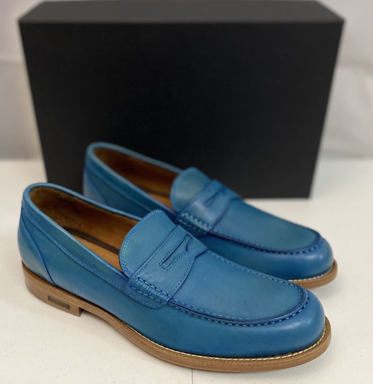 Dsquared2 Dsquared2 🇮🇹 Blue Leather Ivy League Penny Loafer 8.5 NEW Size US 8.5 / EU 41-42 - 1 Thumbnail