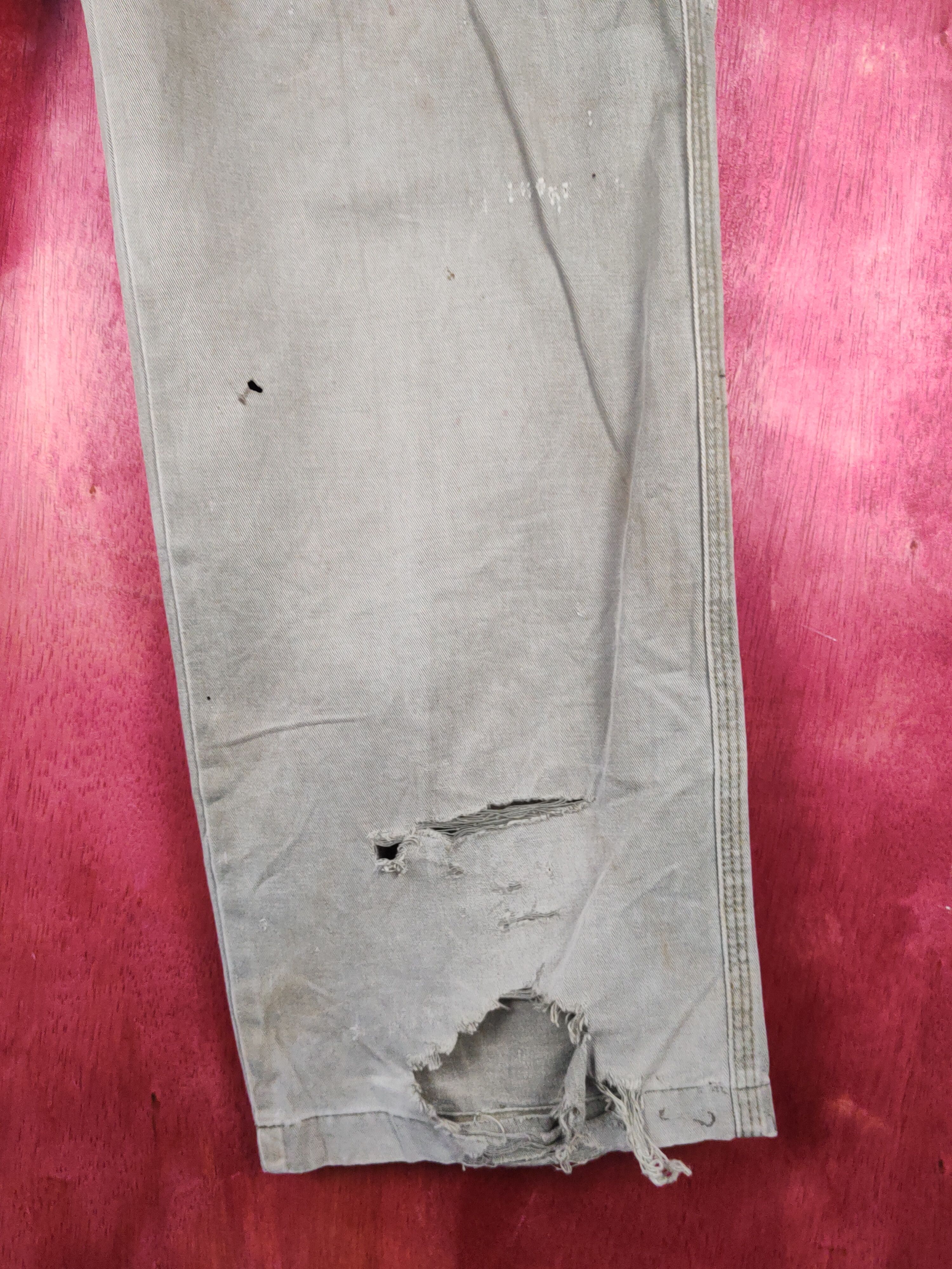 Grancisco Olive Faded ripped distressed Cargo Pants #S1868
