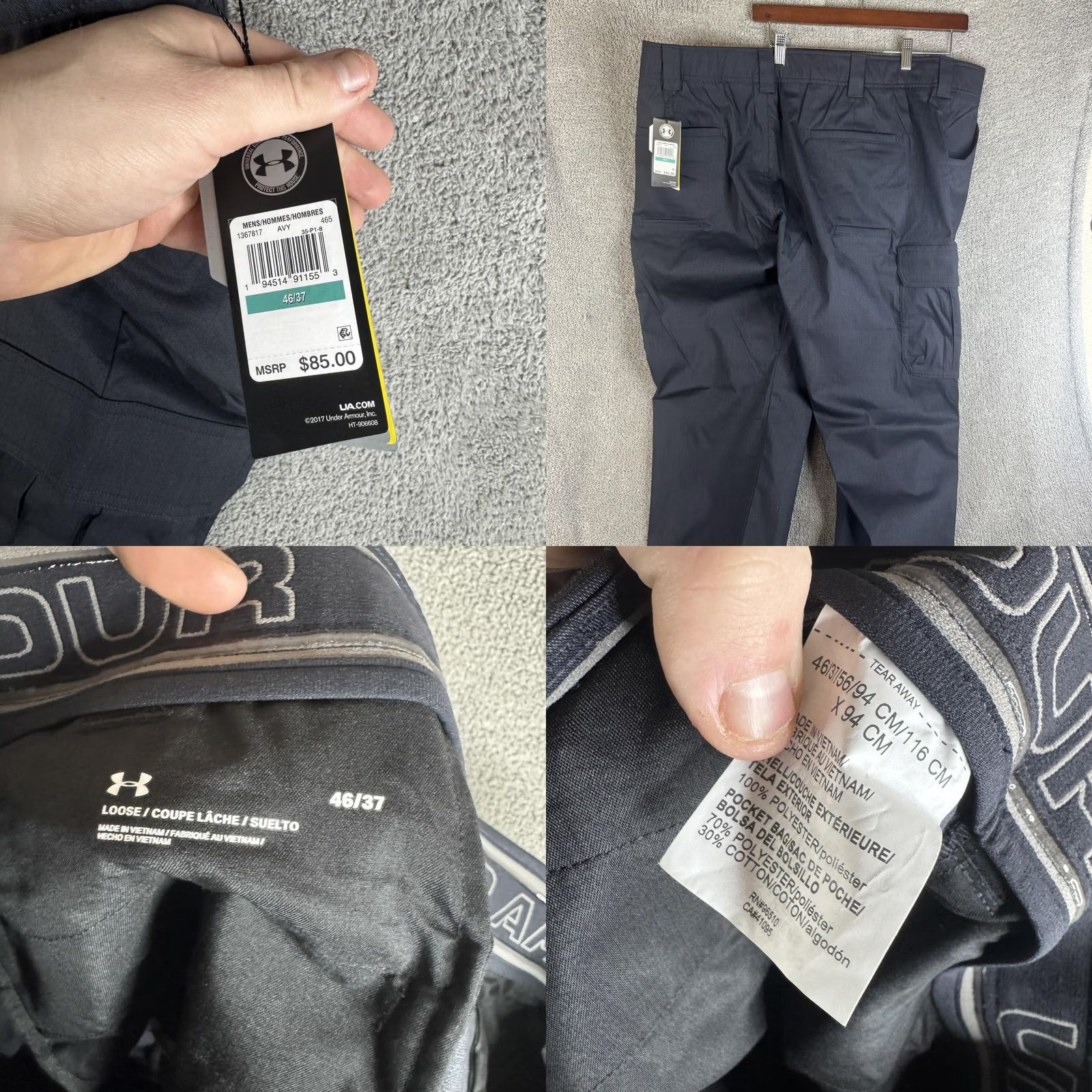 Under Armour Under Armour Storm Cargo Pants Mens 46x37 Blue Water-Repellent Workwear Size US 30 / EU 46 - 9 Thumbnail