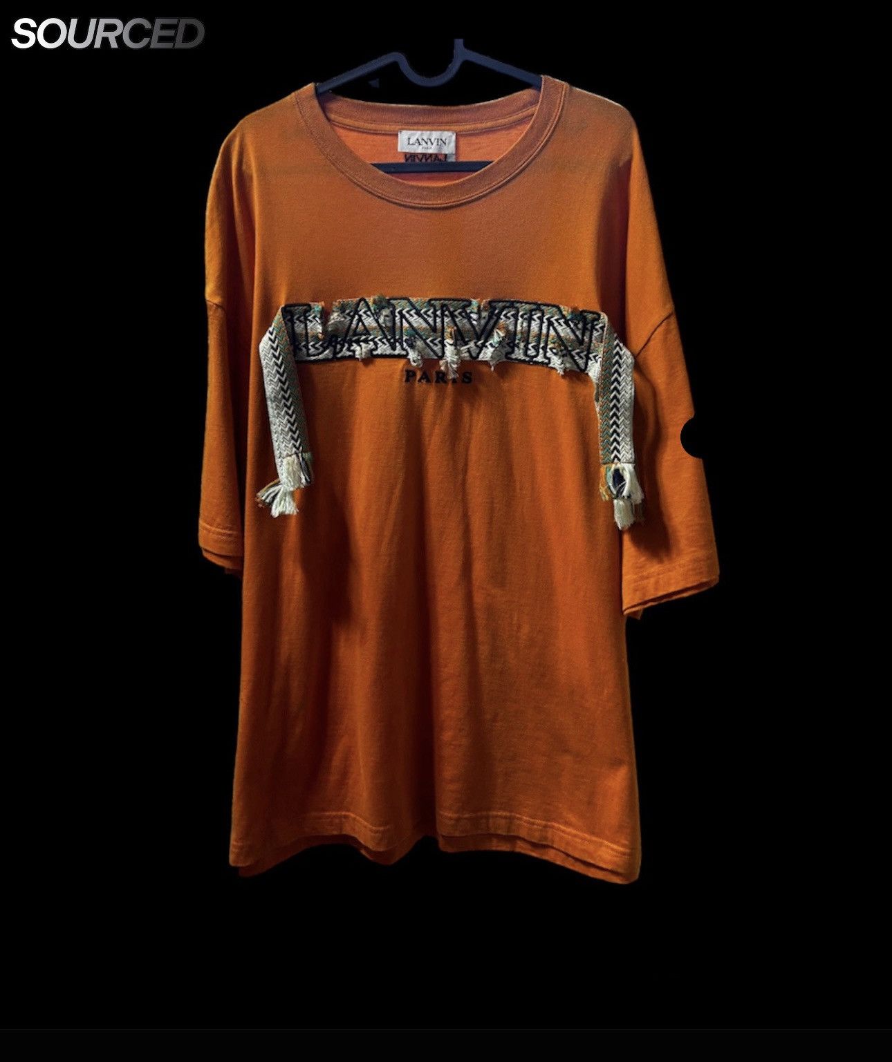 image of Lanvin Embroidered Orange Curb Lace T Shirt, Men's (Size XL)