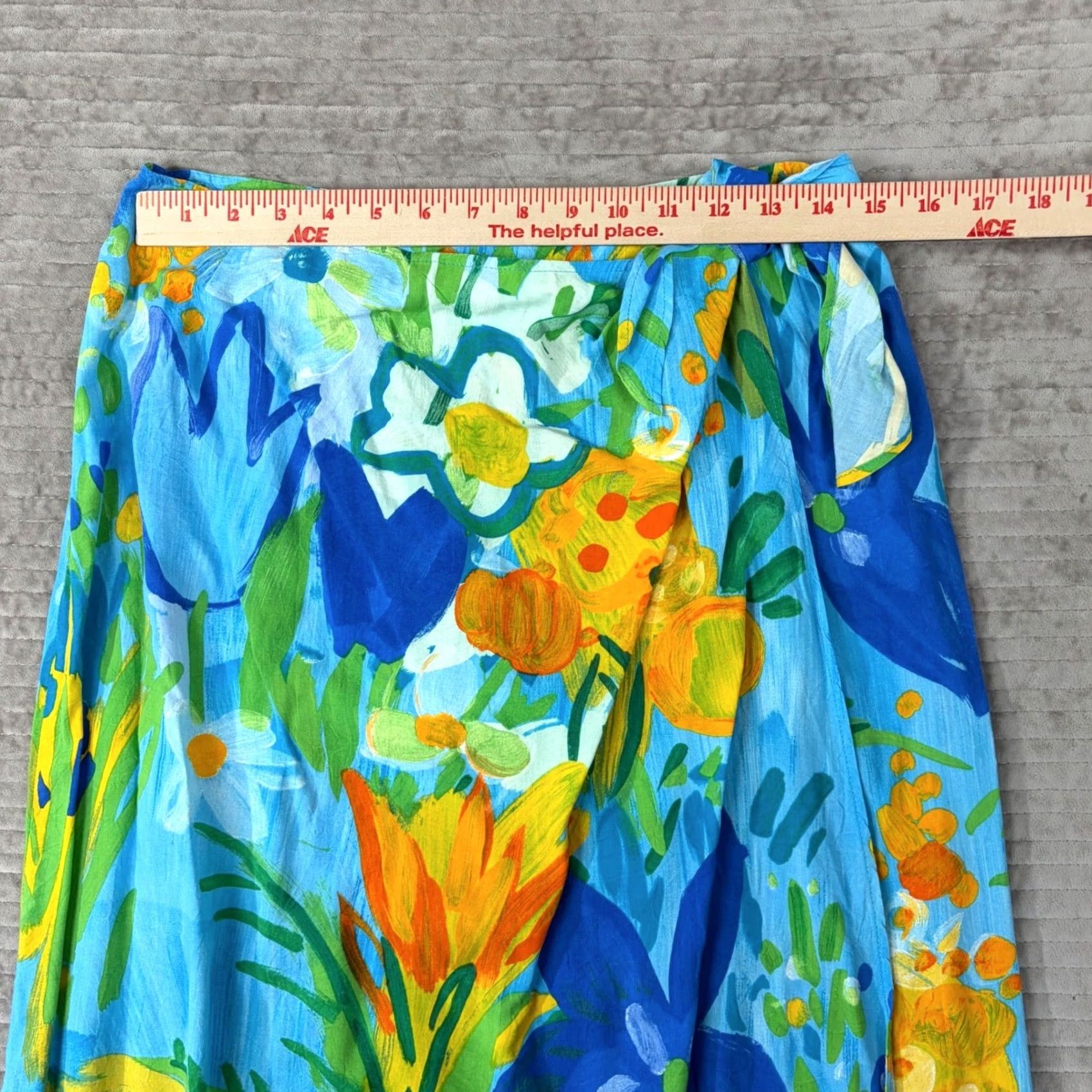 Jams World VINTAGE Jams World Wonderland Floral Wrap Skirt Blue Orange Rayon Made in Hawaii Large Size 36" / US 14 / IT 50 - 2 Thumbnail