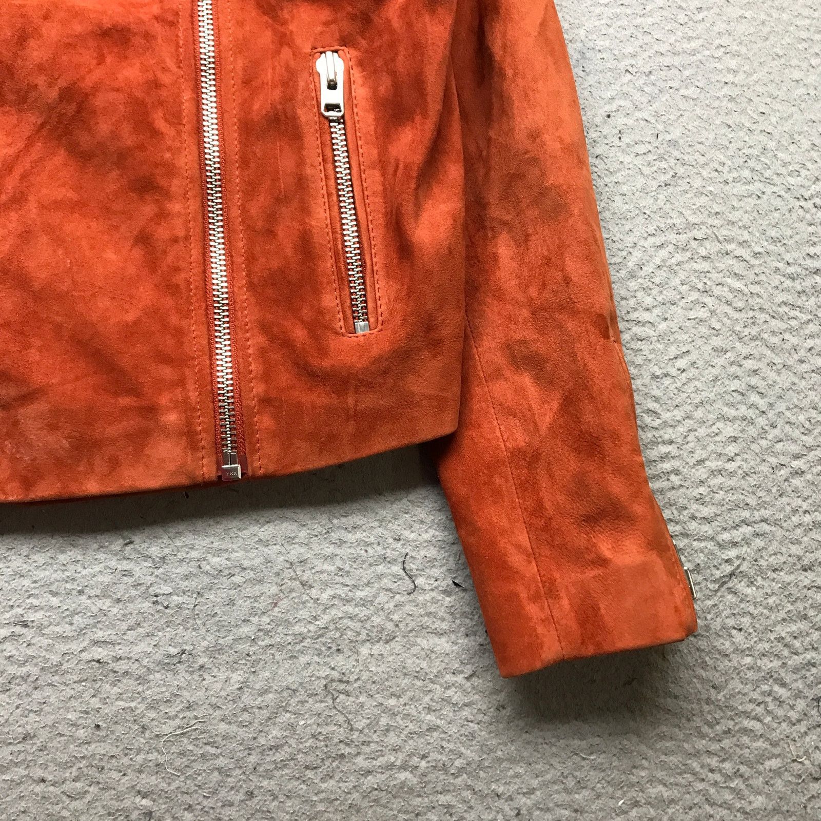 Topshop Topshop Suede Leather Biker Moto Jacket Womens Small Orange Size S / US 4 / IT 40 - 9 Thumbnail