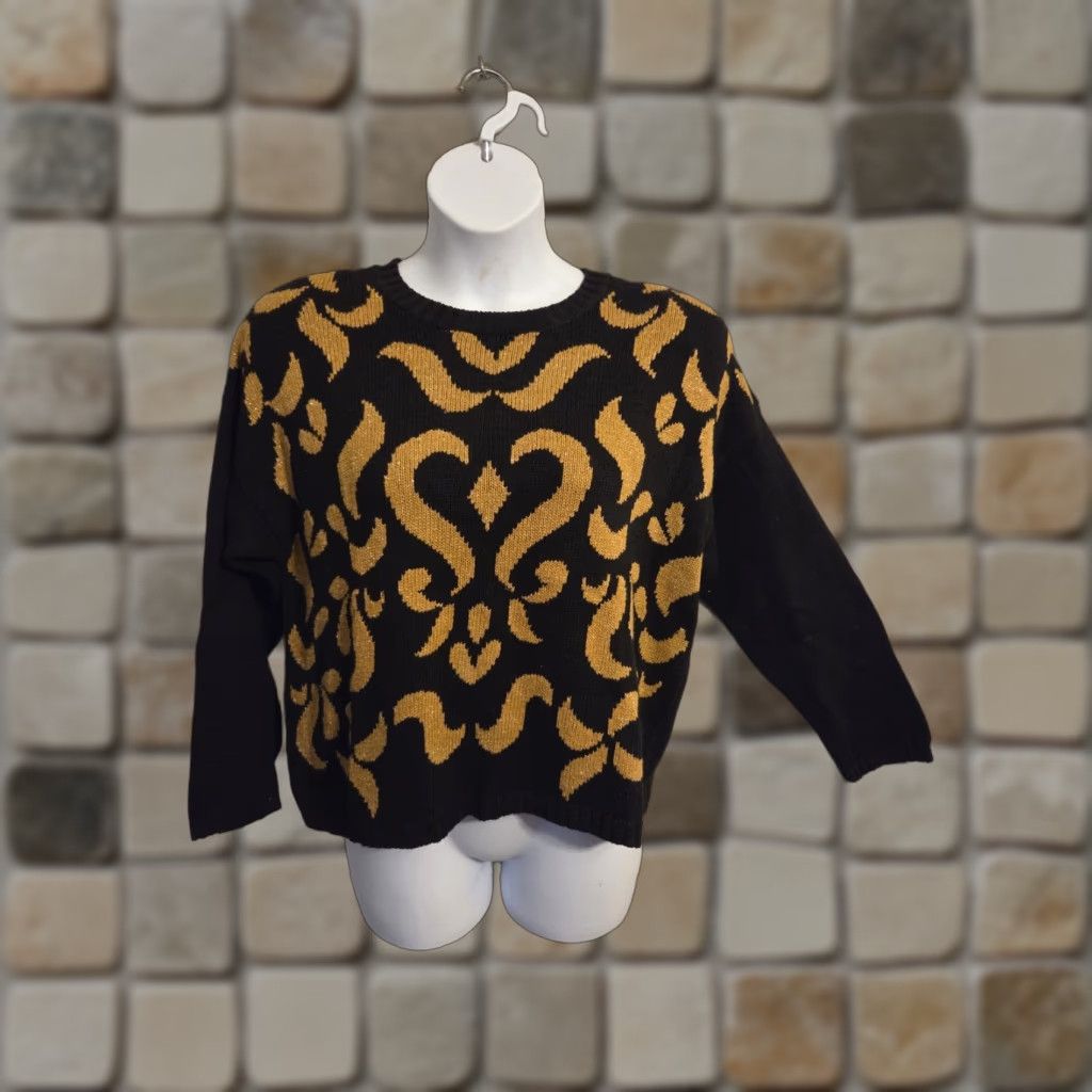 Vintage Vintage Chaus Black Brown Abstract Metallic Sweater Womens L Size L / US 10 / IT 46 - 1 Thumbnail