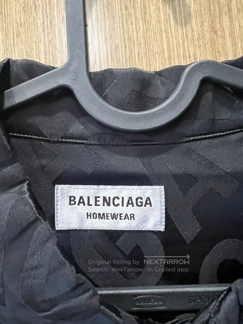 Balenciaga Balenciaga Logo Full Print Collar Long Sleeve Shirt Size S / US 4 / IT 40 - 3 Thumbnail