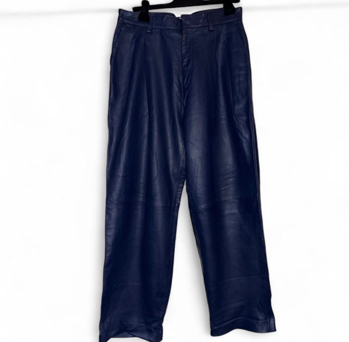 Paul Smith Paul Smith dark blue leather pleated wide leg pants Size US 32 / EU 48 - 2 Thumbnail
