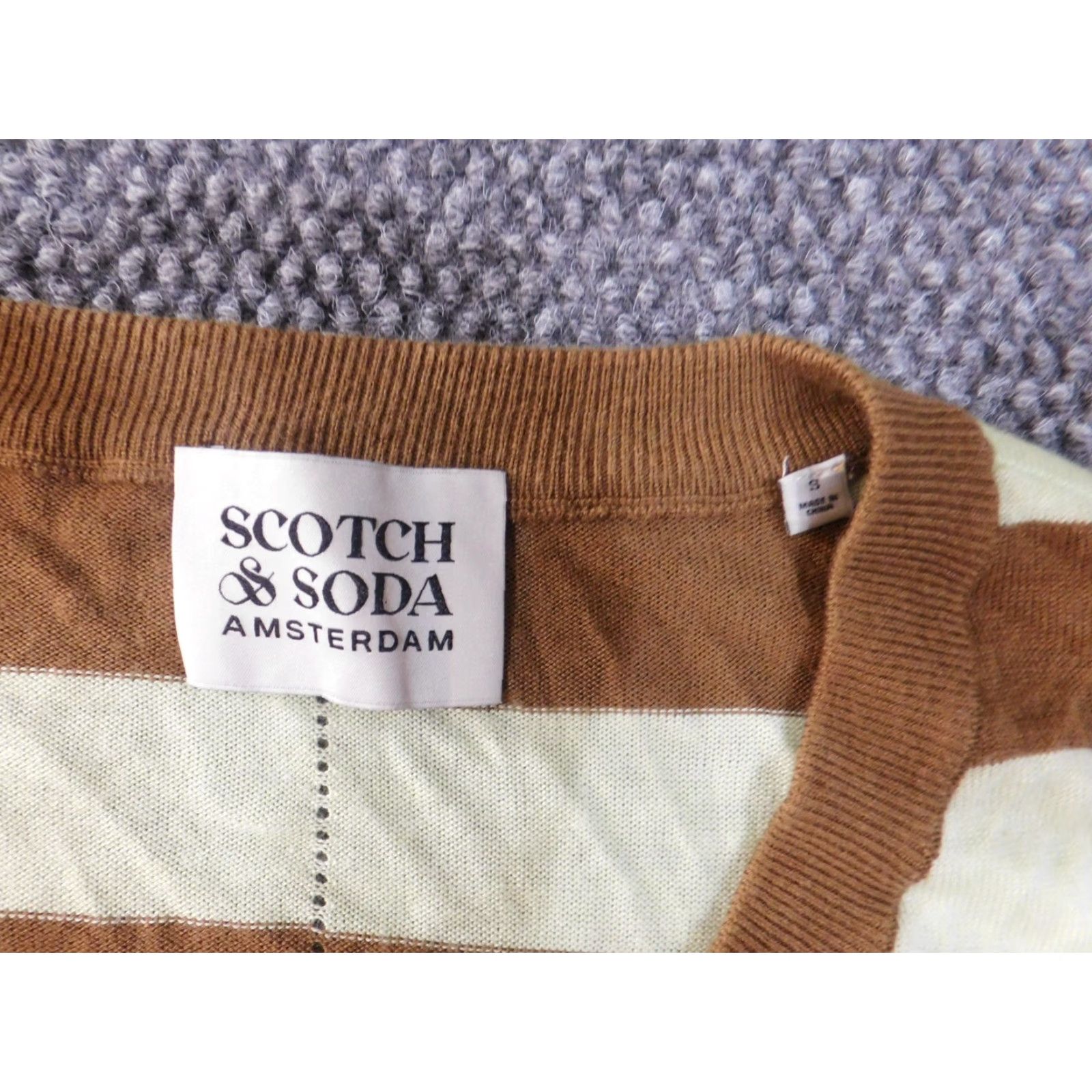 Scotch & Soda Scotch & Soda Sweater Women S Brown Green Striped V-Neck Pullover Knit Long Sleeve Lightweight Vintage: No Size S / US 4 / IT 40 - 5 Thumbnail