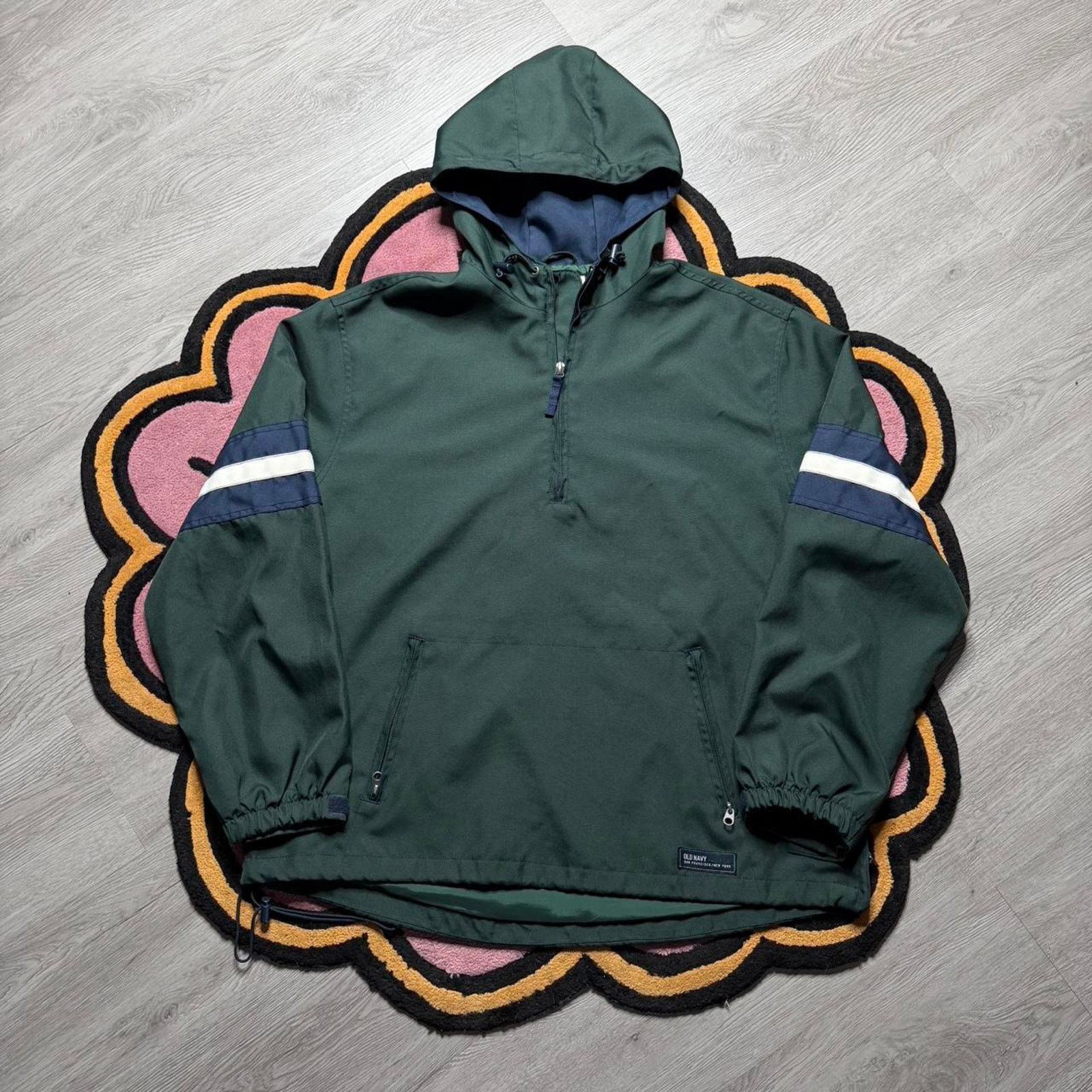 Old Navy × Vintage Vintage Y2K Old Navy 1/4 Zip Hooded Windbreaker Jacket Size US XL / EU 56 / 4 - 1 Thumbnail