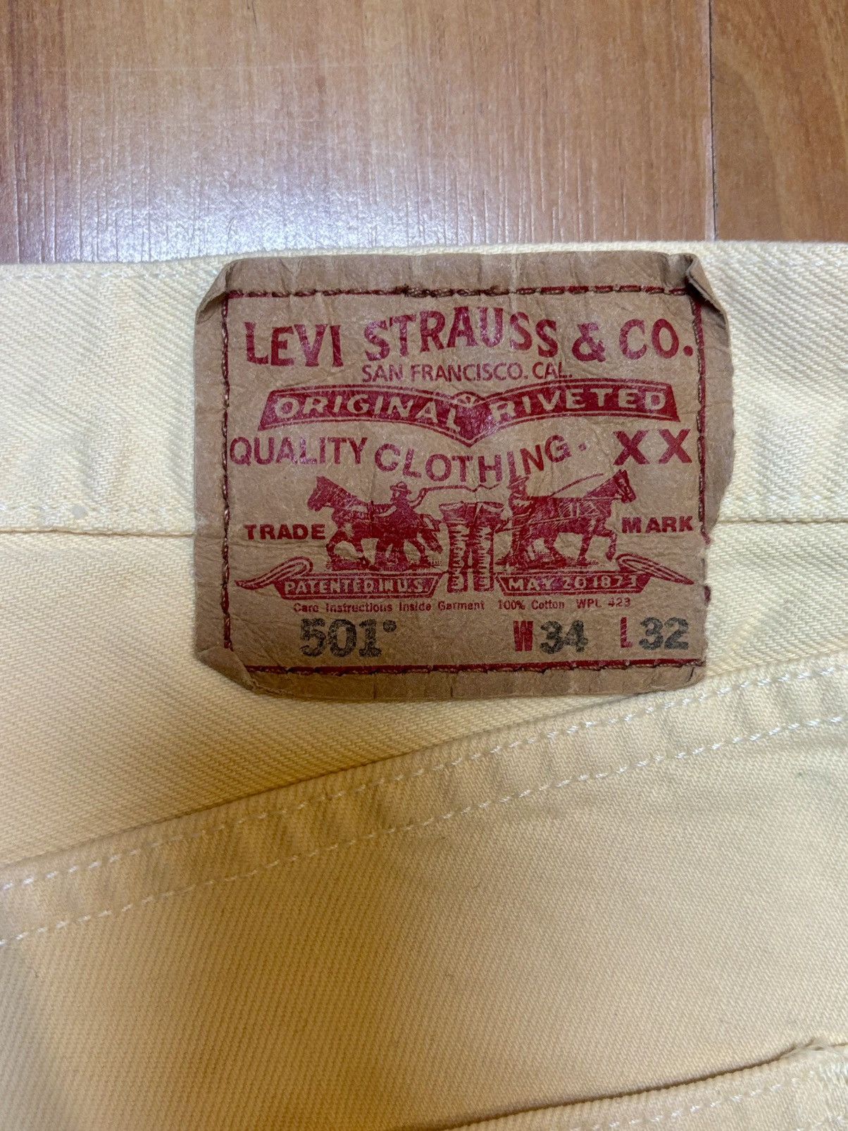 Levi's Vintage Clothing Cream Dyed Baggy Denim Size US 34 / EU 50 - 3 Thumbnail