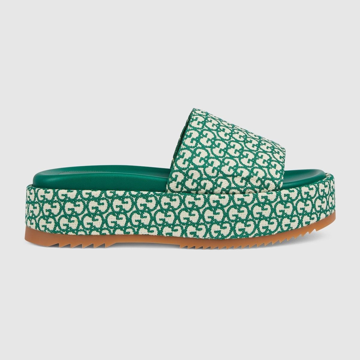 Gucci o1s1wg110425 Women's GG Platform Slide Sandals White & Green Size US 7 / IT 37 - 1 Thumbnail