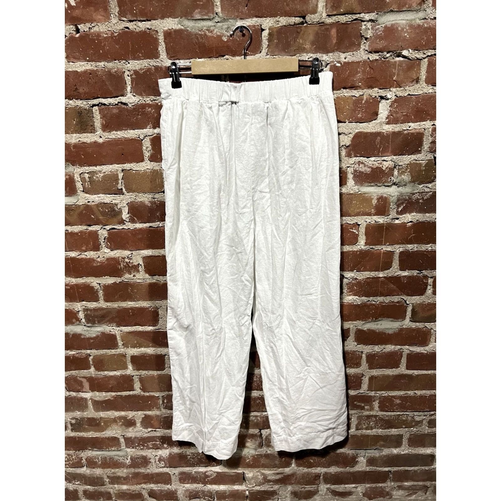 Vintage Rafaella Womens Cropped Linen Pants White Size 10 Regular 27in Inseam Cropped Straight Leg Size 32" / US 10 / IT 46 - 2 Thumbnail