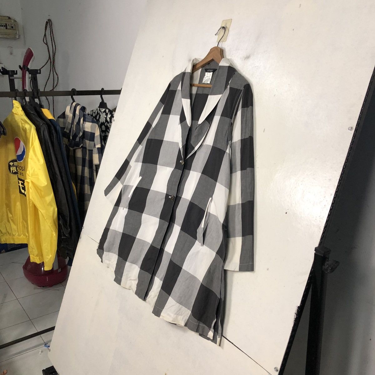 Yohji Yamamoto 📌Oversized Jacket Button Atsuro Tayama Tartan Design Size US M / EU 48-50 / 2 - 4 Thumbnail