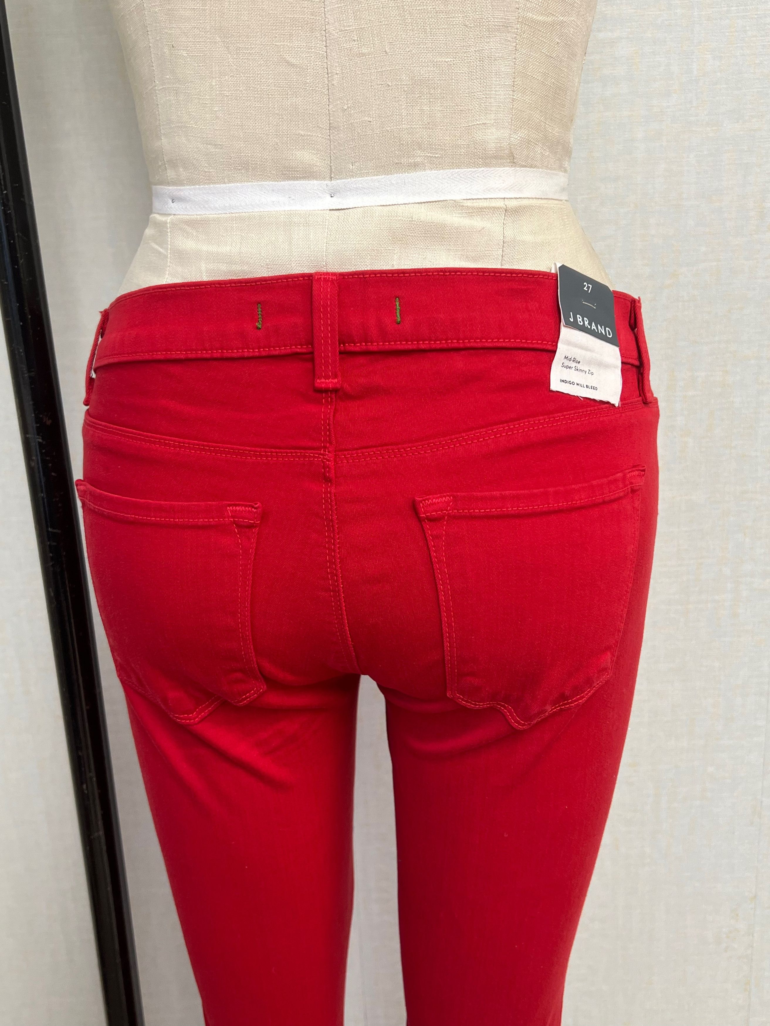 J Brand NWT 2000s J Brand Red Super Skinny Zipper Mid Rise Jeans 27 Size 27" / US 4 / IT 40 - 6 Thumbnail