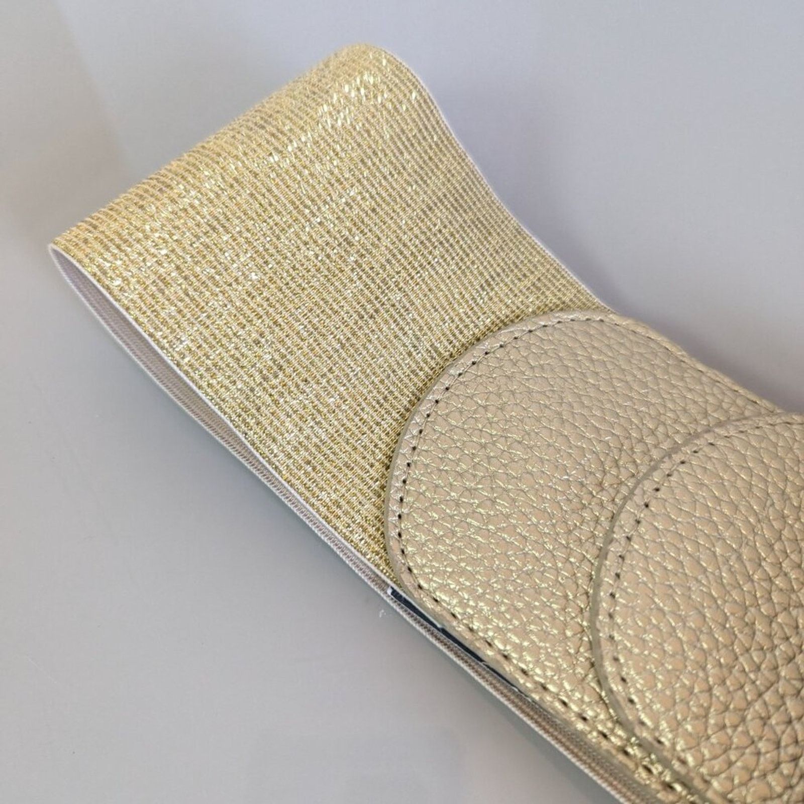 Vintage Grace Karin Vintage Wide Belt Gold Elastic Stretch Metallic Size ONE SIZE - 3 Thumbnail