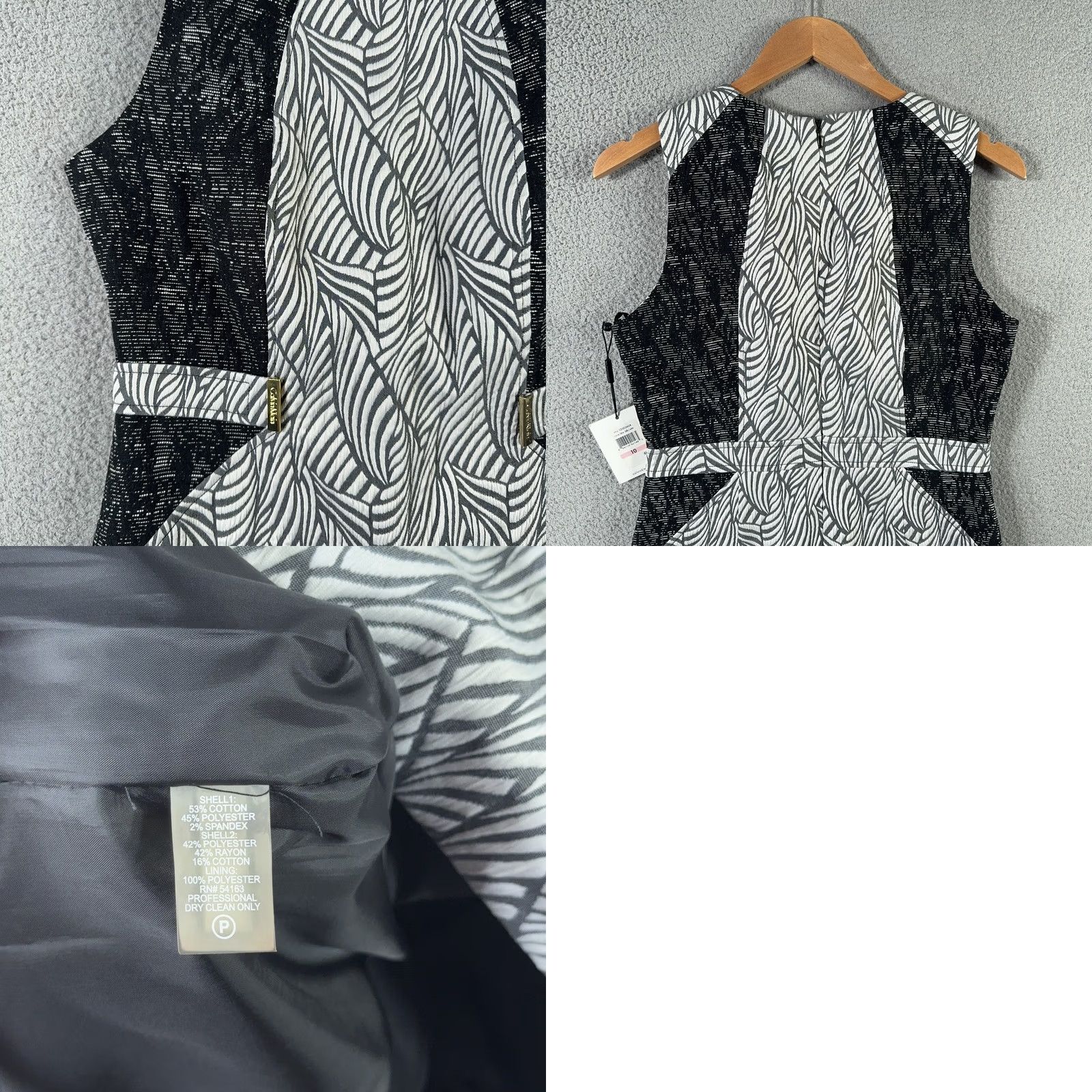 Calvin Klein Calvin Klein Dress Women 10 Black White Sleeveless Sheath Cocktail Wedding guest Size L / US 10 / IT 46 - 10 Thumbnail