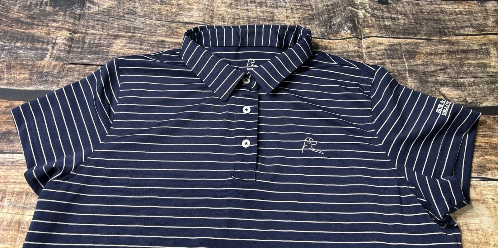 Other Rhoback Polo Shirt Womens XL Navy Striped Stretch Golf Top Size XL / US 12-14 / IT 48-50 - 4 Thumbnail