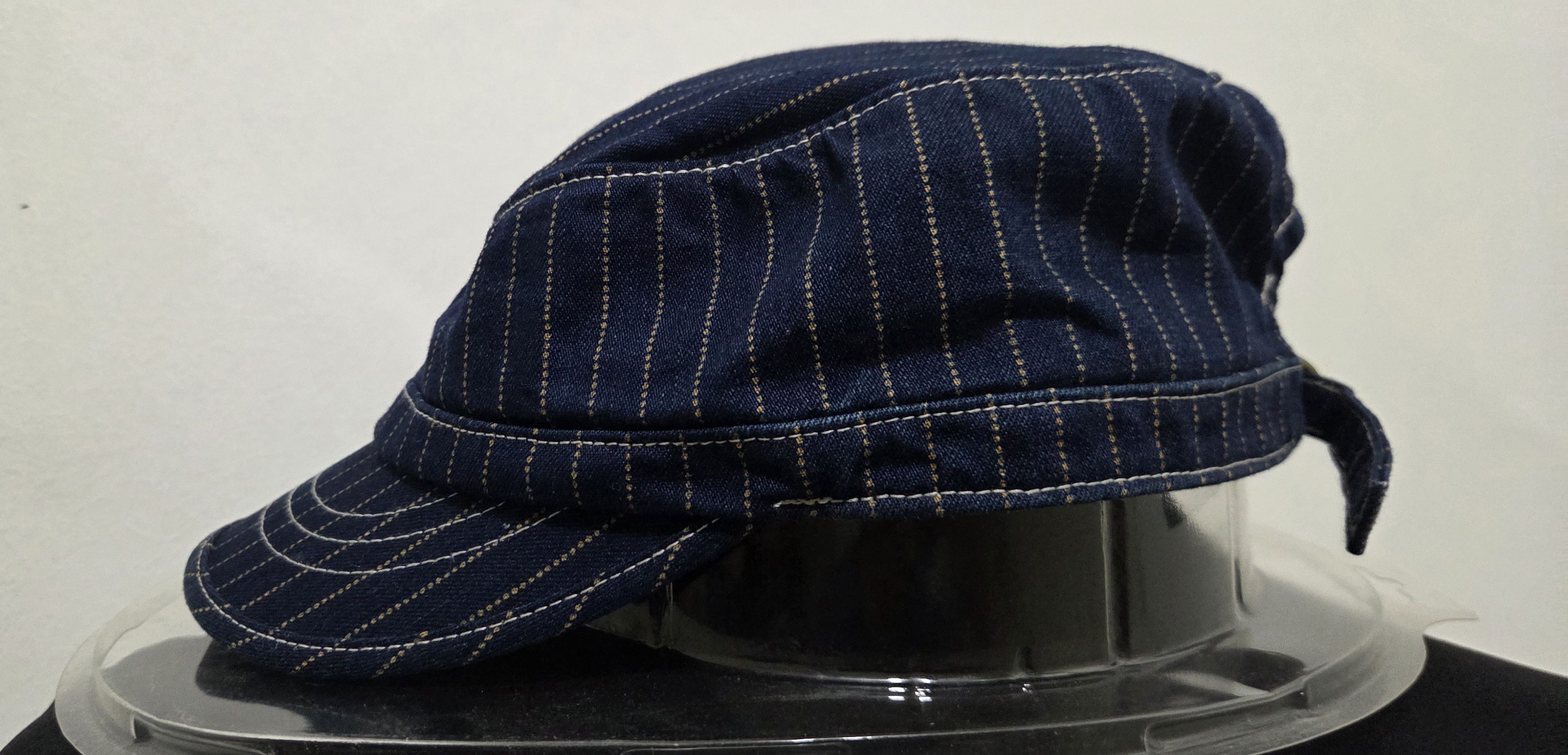 Pherrow's Vintage Pherrow's Indigo Wabash Stripe Work Cap Railroader Size ONE SIZE - 7 Thumbnail