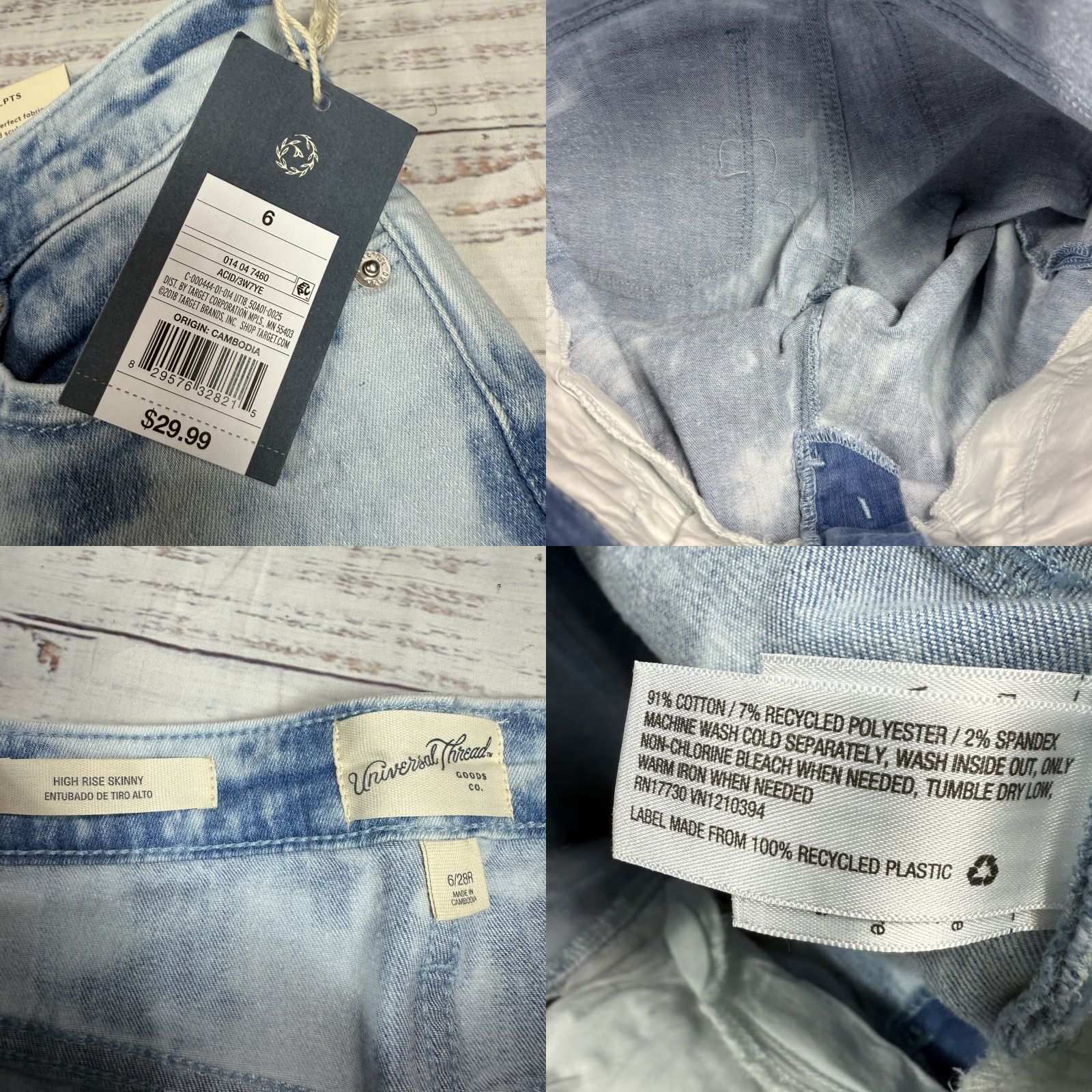 Vintage Universal Thread Skinny Jeans Acid Wash Ankle Cotton Womens 6 Blue NWT Reg Size 28" / US 6 / IT 42 - 8 Thumbnail