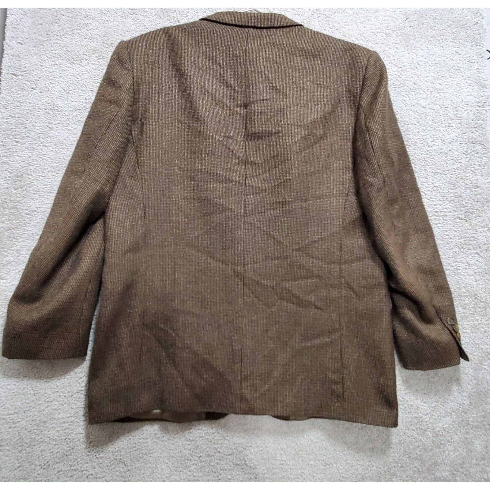 Oscar De La Renta Oscar de la Renta Blazer Men 46 L Brown Single Breasted Houndstooth Dad Grandpa Wool Tweed Notch Lapel Vintage No Size 46R - 2 Thumbnail