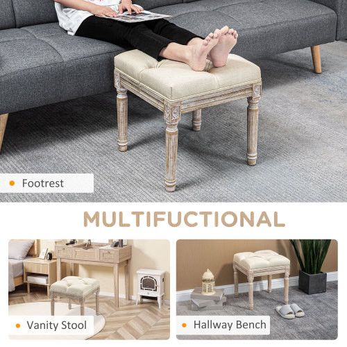 Designer × Homemade HOMCOM 16" Vintage Ottoman, Tufted Foot Stool with Upholster Size US L / EU 52-54 / 3 - 8 Thumbnail