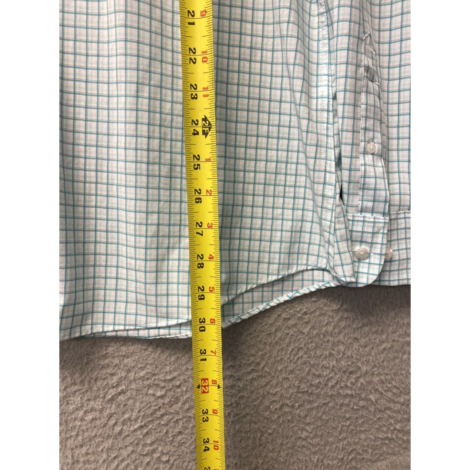 Lands' End Lands' End Shirt Mens Large Aqua Check Long Sleeve Button Performance /128-32 Size US L / EU 52-54 / 3 - 6 Thumbnail