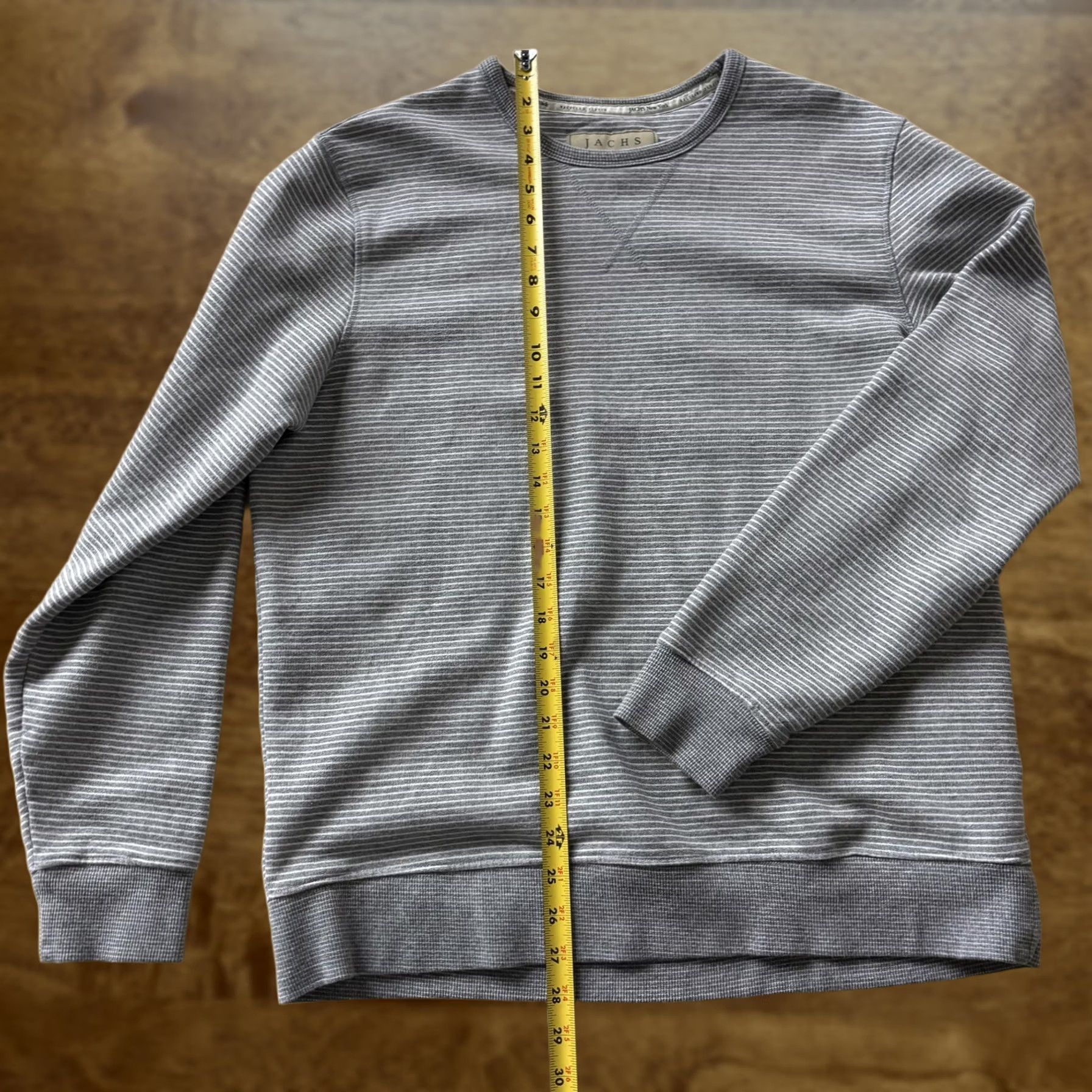 Vintage JACHS New York Mens Large Grey Striped Fleece Crewneck Pullover Size US L / EU 52-54 / 3 - 1 Thumbnail