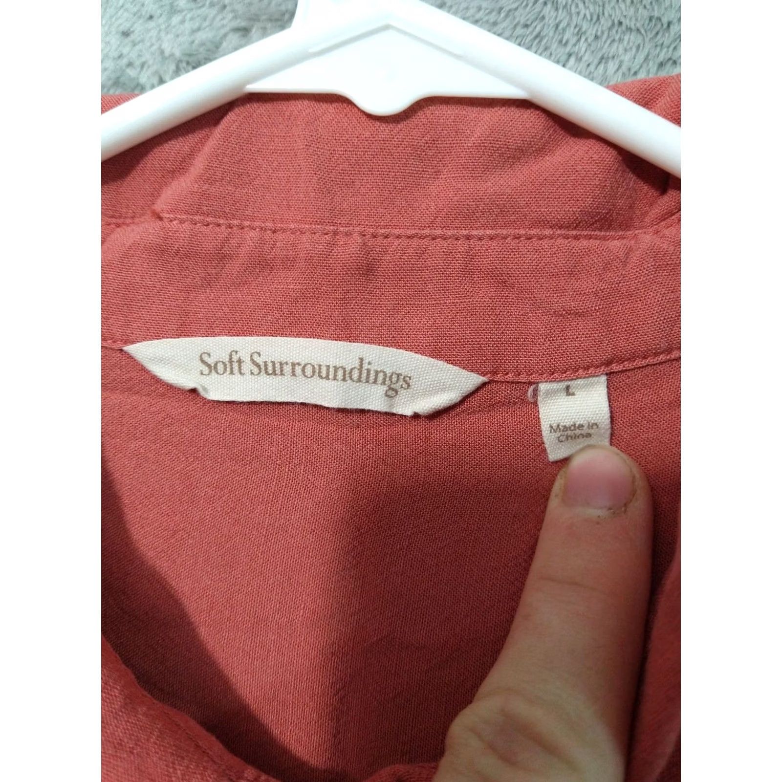 Soft Surroundings Soft Surroundings Shirt Womens Large Pink Button Up Roll Tab Beachy Coastal Top Size L / US 10 / IT 46 - 6 Thumbnail