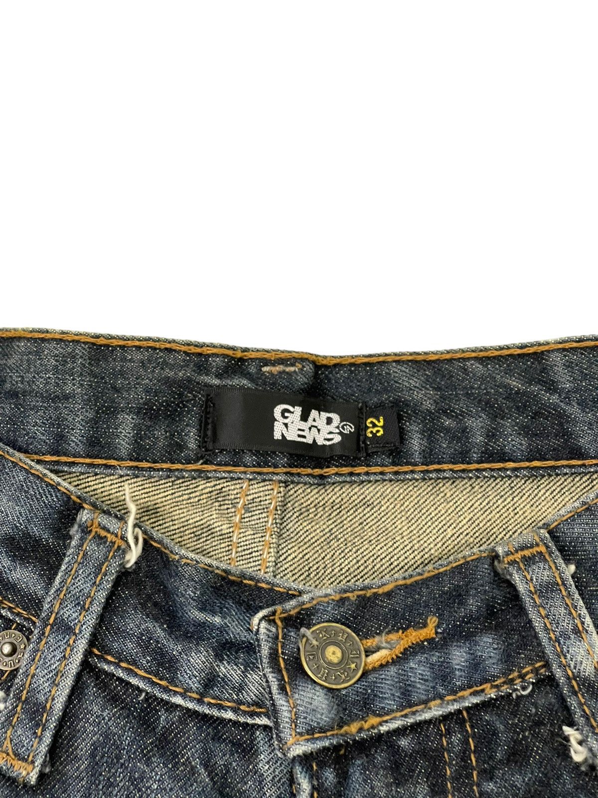 Japanese Brand Flare Jeans Glad News Distress Paint Splash Low Rise 7🟦4 Size US 32 / EU 48 - 10 Thumbnail