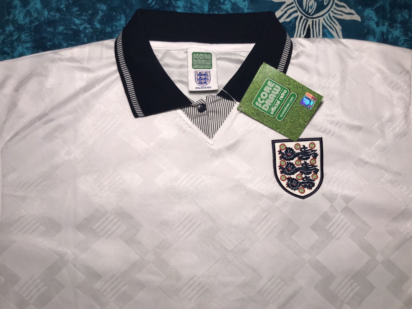 Vintage Score Draw England 1990/1992 Home Shirt Umbro Soccer Jersey Size US XL / EU 56 / 4 - 6 Thumbnail