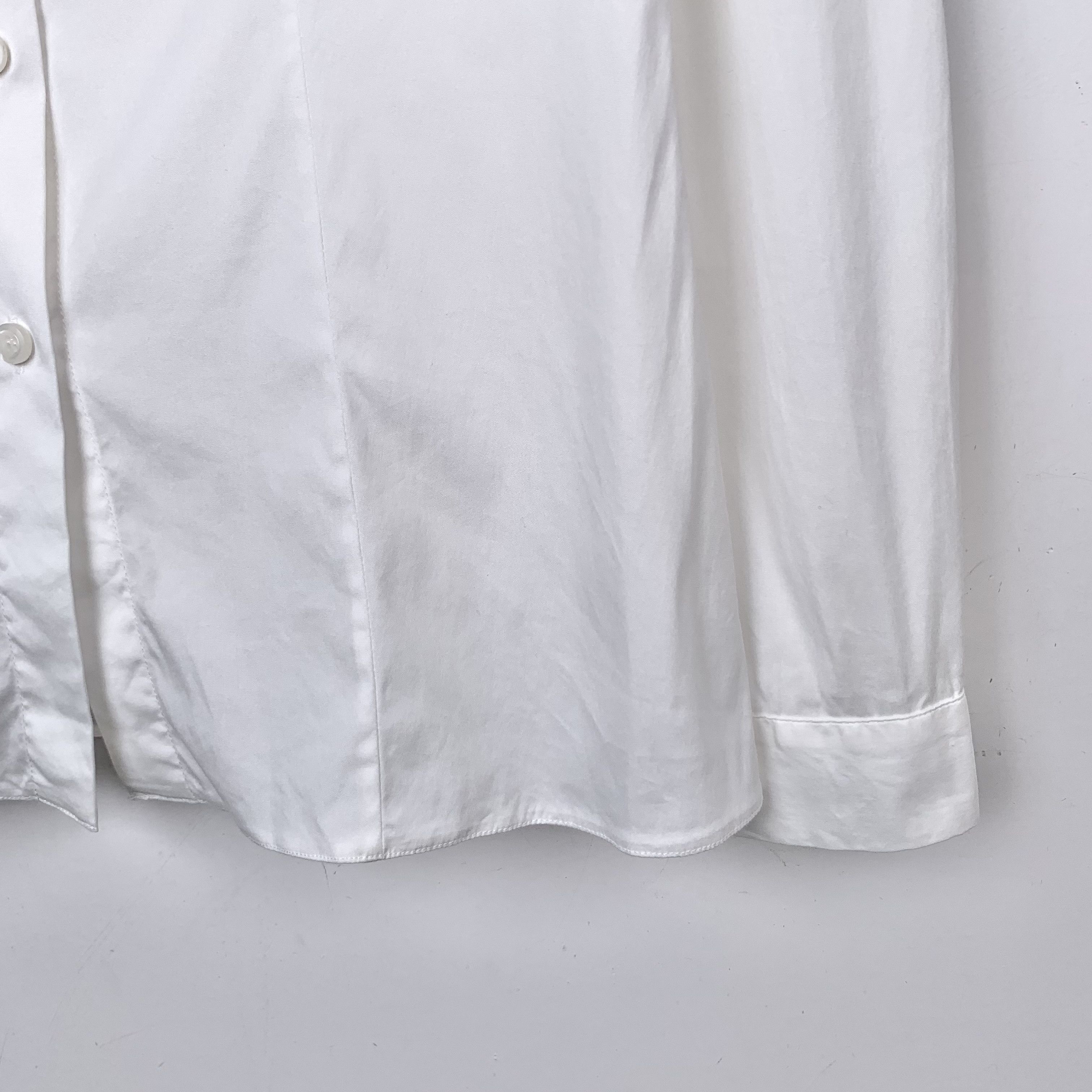 Prada Prada White Waist-Cut Cotton Long-Sleeve Shirt (M/40) Size M / US 6-8 / IT 42-44 - 6 Thumbnail