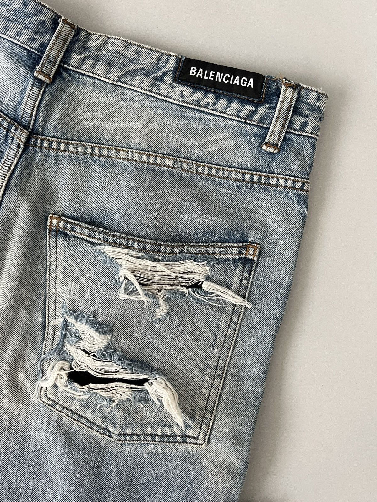 Balenciaga Balenciaga Distressed Ripped Logo Lined Jeans Size US 34 / EU 50 - 4 Thumbnail