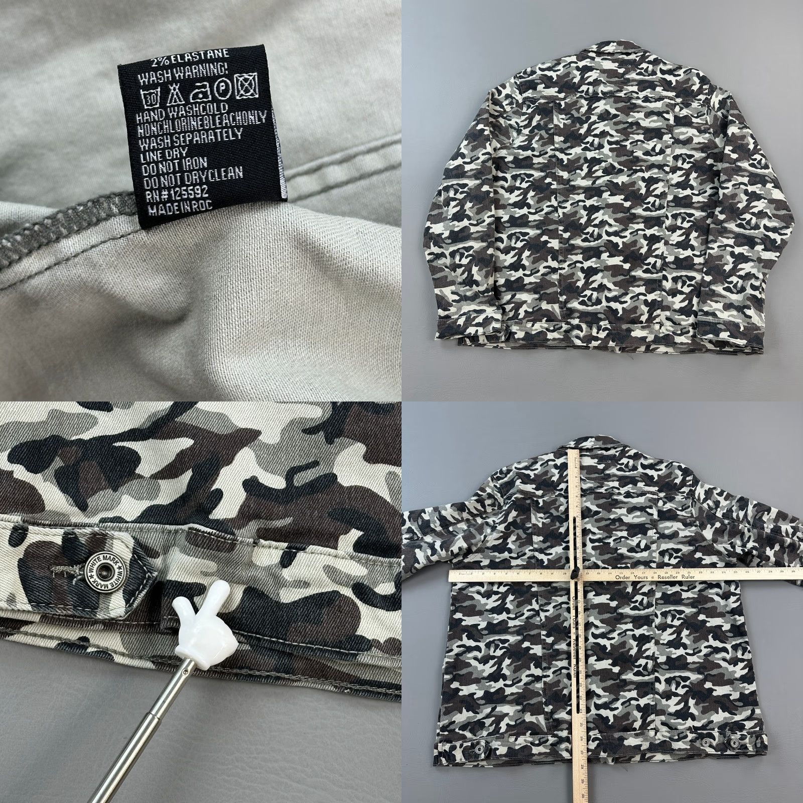 White Mark Whitemark Jacket Women's 2XL Military Camo Denim Trucker Stretch Outdoor Casual Denim Jacket Cargo Camouflage Trucker Casual Womens 2XL Blue Navy Size XXL / US 16-18 / IT 52-54 - 8 Thumbnail