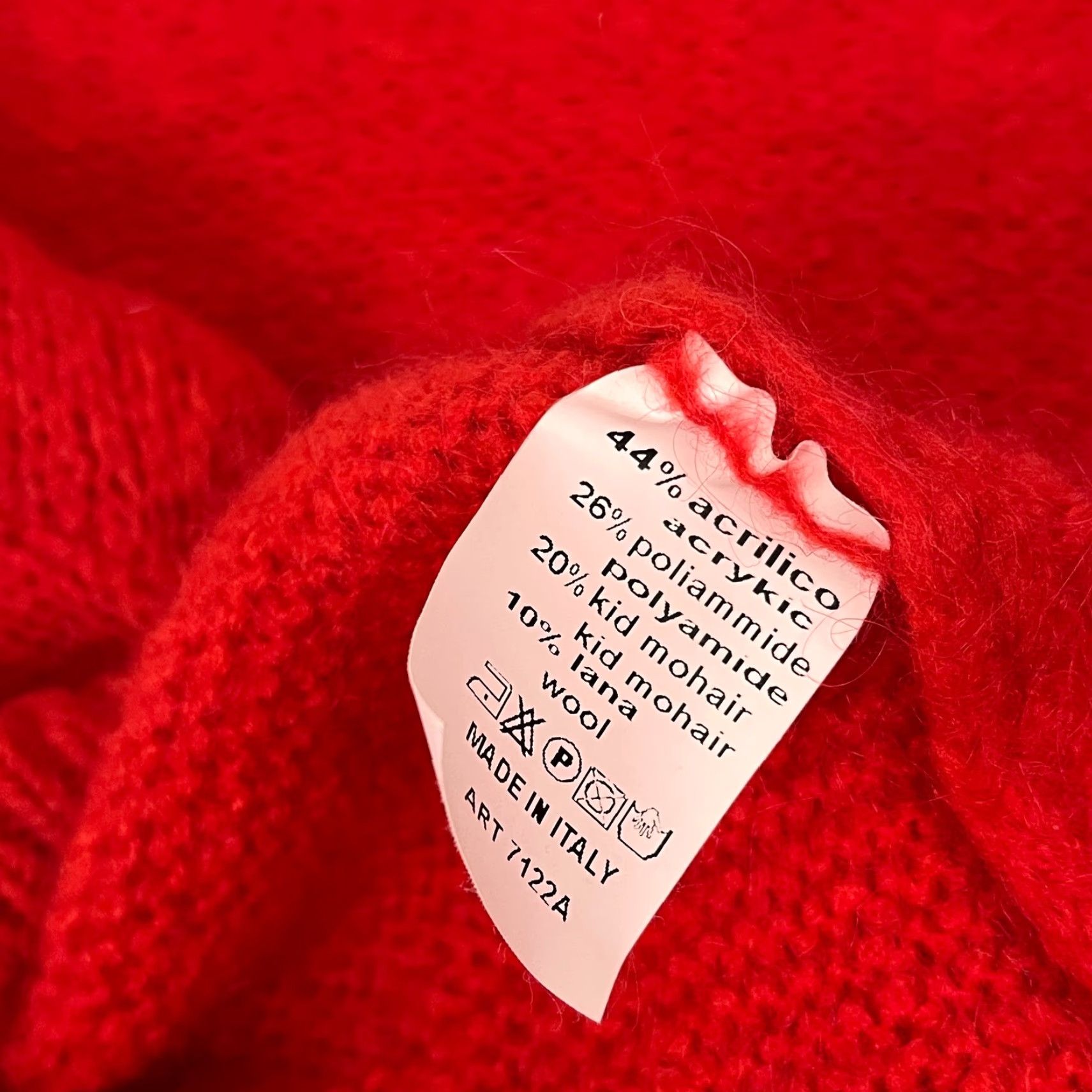 Vintage Bellerina Sweater Women M Red Paris Crop Cherries Mohair Wool Blend Jumper Size M / US 6-8 / IT 42-44 - 3 Thumbnail
