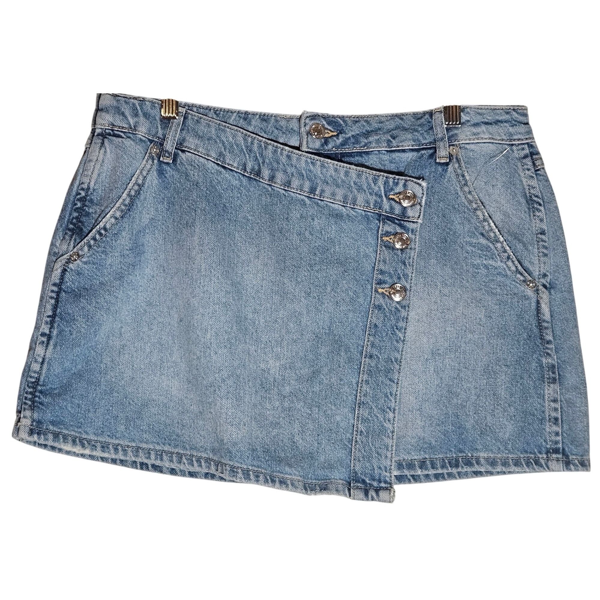 Free People NWT Free People Women’s Denim Mini Skirt 31 Asymmetrical Y2K Size 31" - 3 Thumbnail